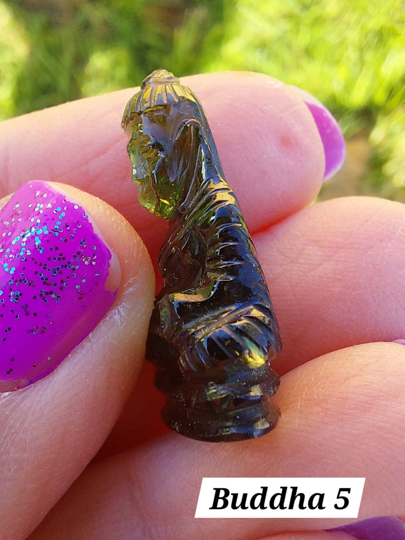 Moldavite BUDDHA Carving, 3.00g, Tektite (Ref: Buddha5)