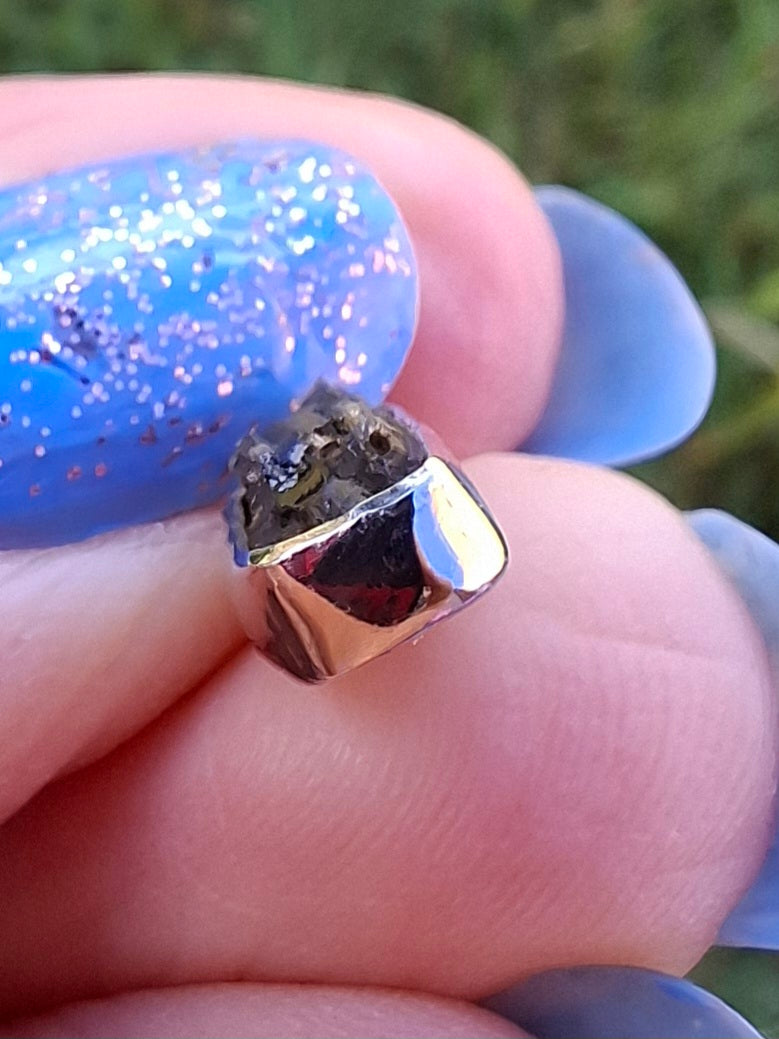 Moldavite Pendant, 925 Silver, Tektite (Ref: P91)
