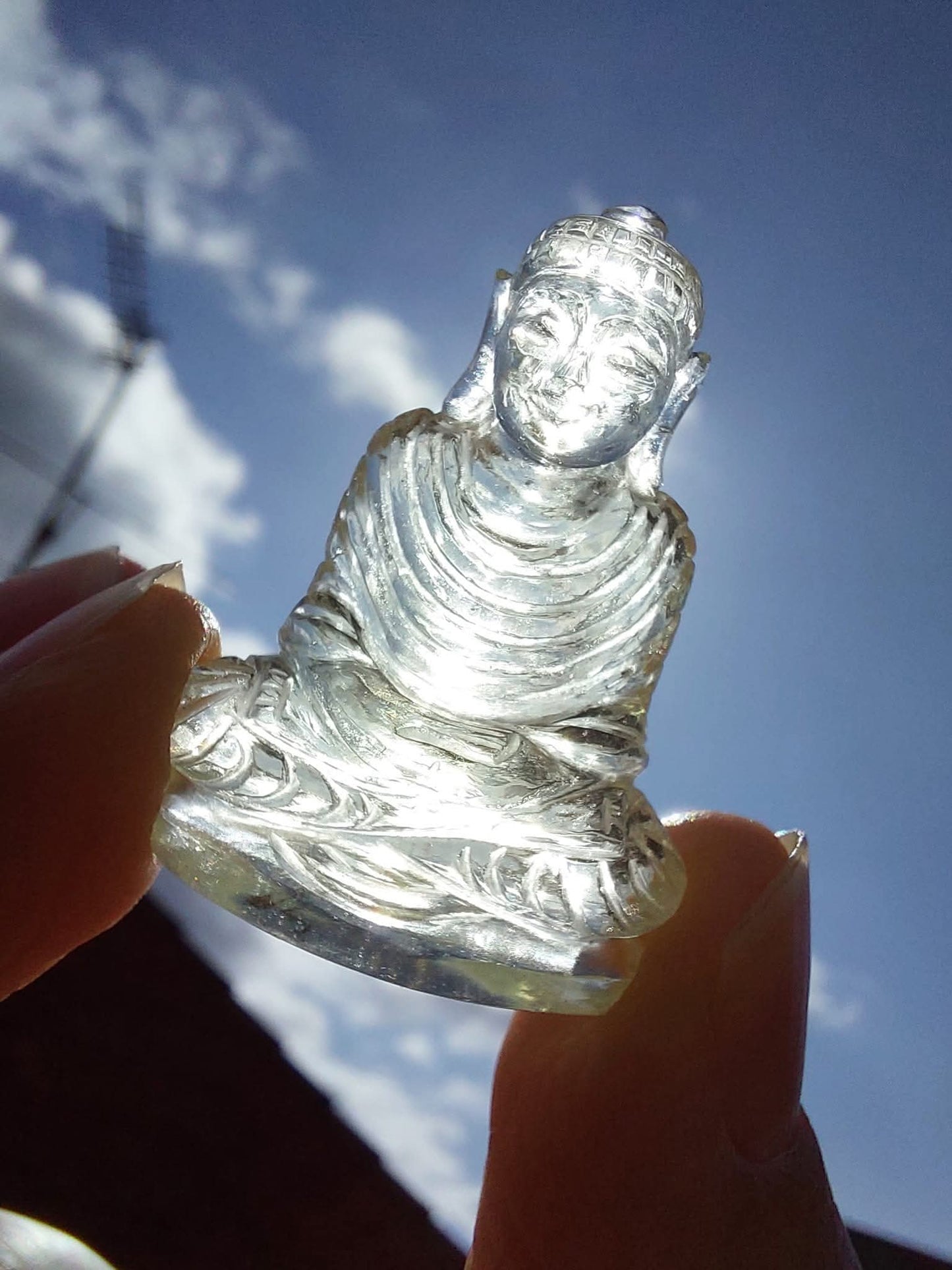 Libyan Desert Glass BUDDHA Carving, 7.56g, Tektite (Ref: LDG B0)