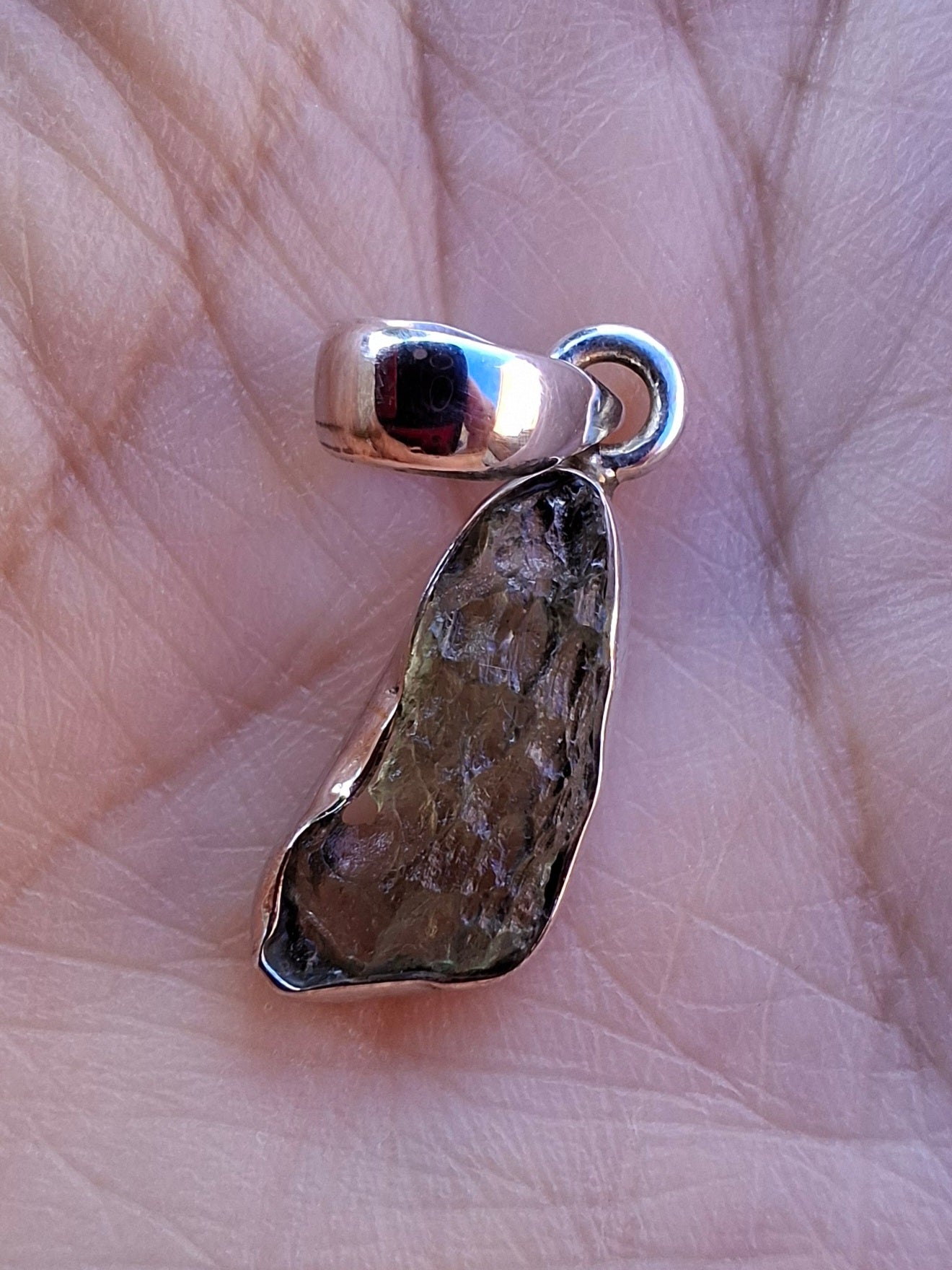 Moldavite Pendant, 925 Silver, Tektite (Ref: P94)