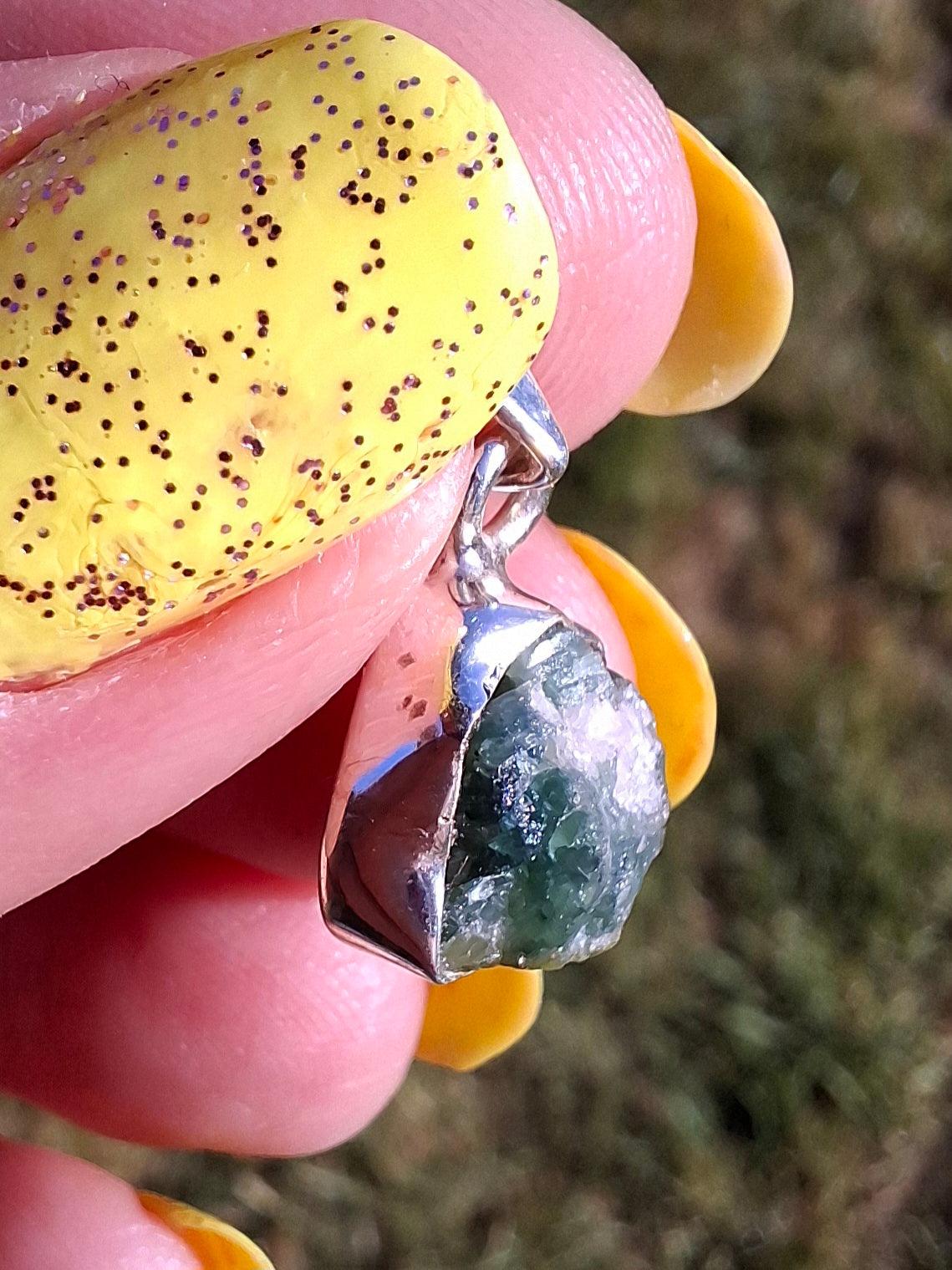 Green Tourmaline Pendant, 925 Silver, Crystal (Ref: GT3)