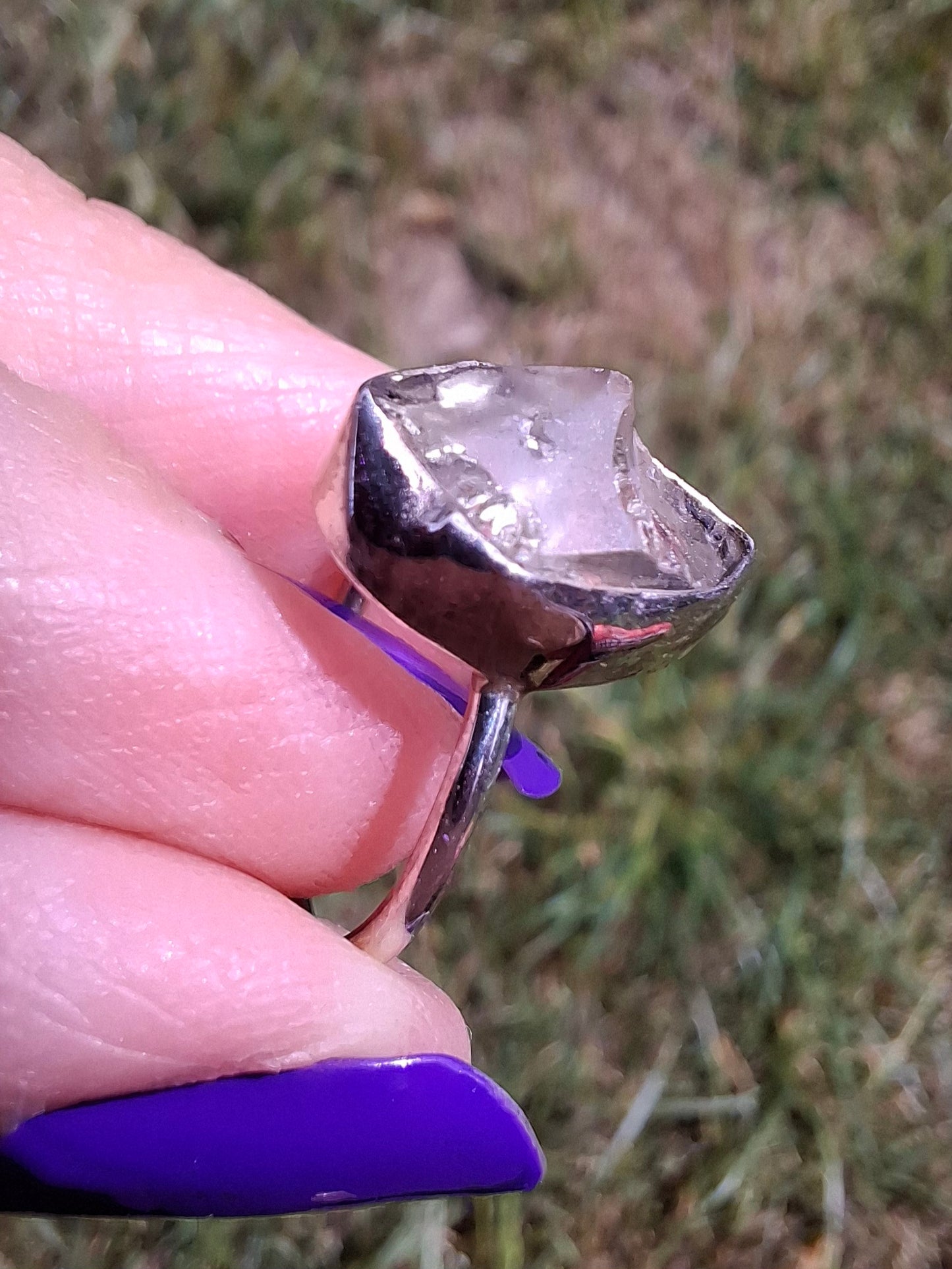Libyan Desert Glass Ring, size J, 925 Silver, Tektite (Ref: LR6)