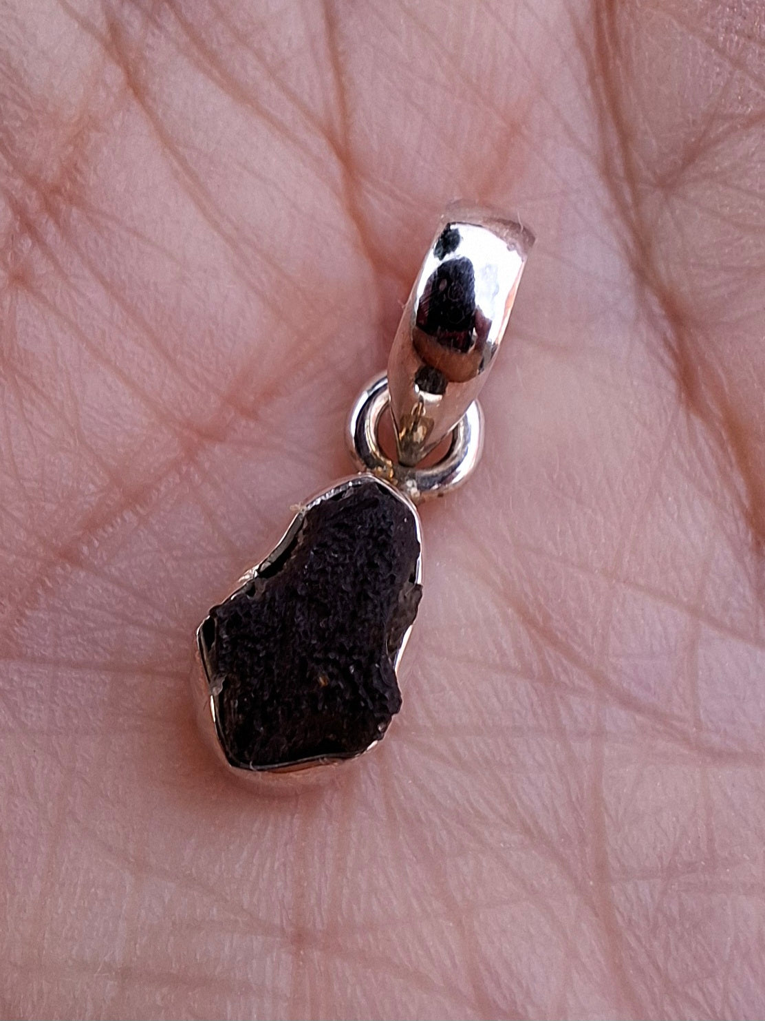 Moldavite Pendant, 925 Silver, Tektite (Ref: P58)
