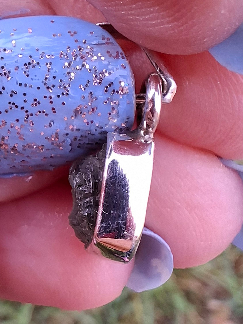 Moldavite Piece, 925 Silver, Tektite (Ref: P54)