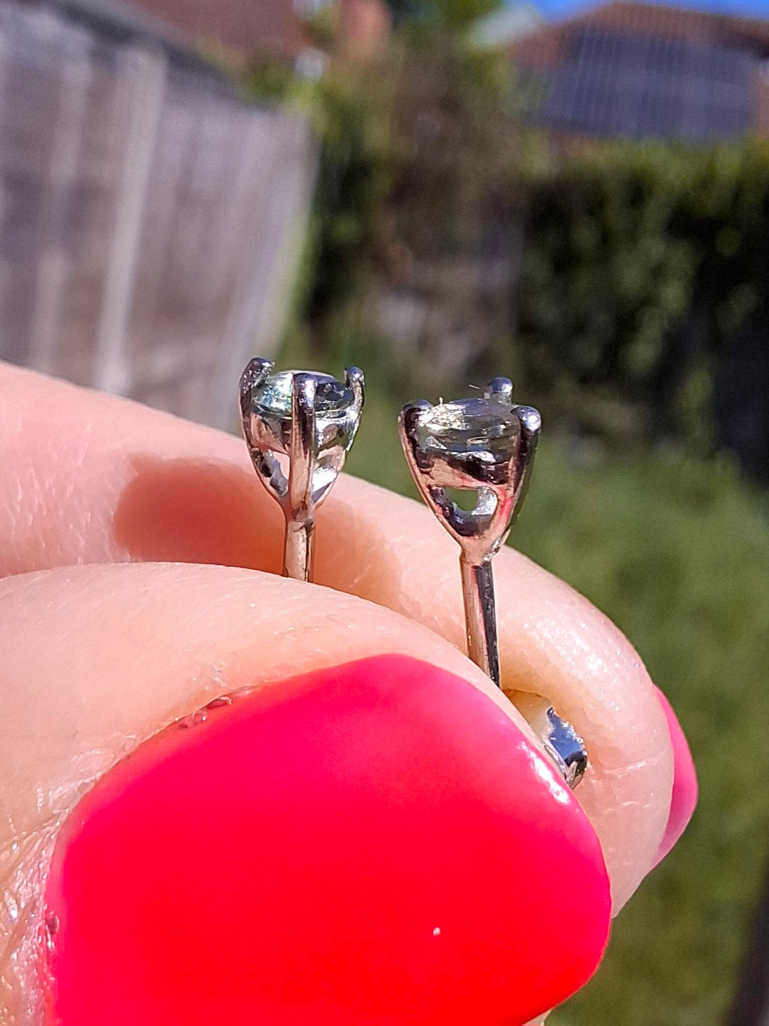 Moldavite (faceted) 3mm STUD EARRINGS, 925 Silver, Tektite (Ref: Pair57)