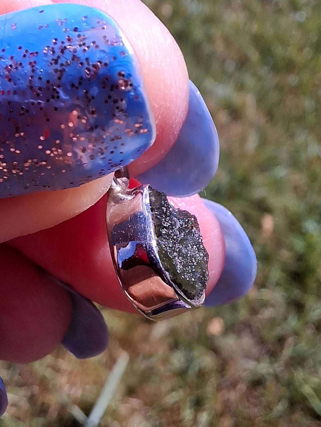 Moldavite Pendant, 925 Silver, Tektite (Ref: P78)