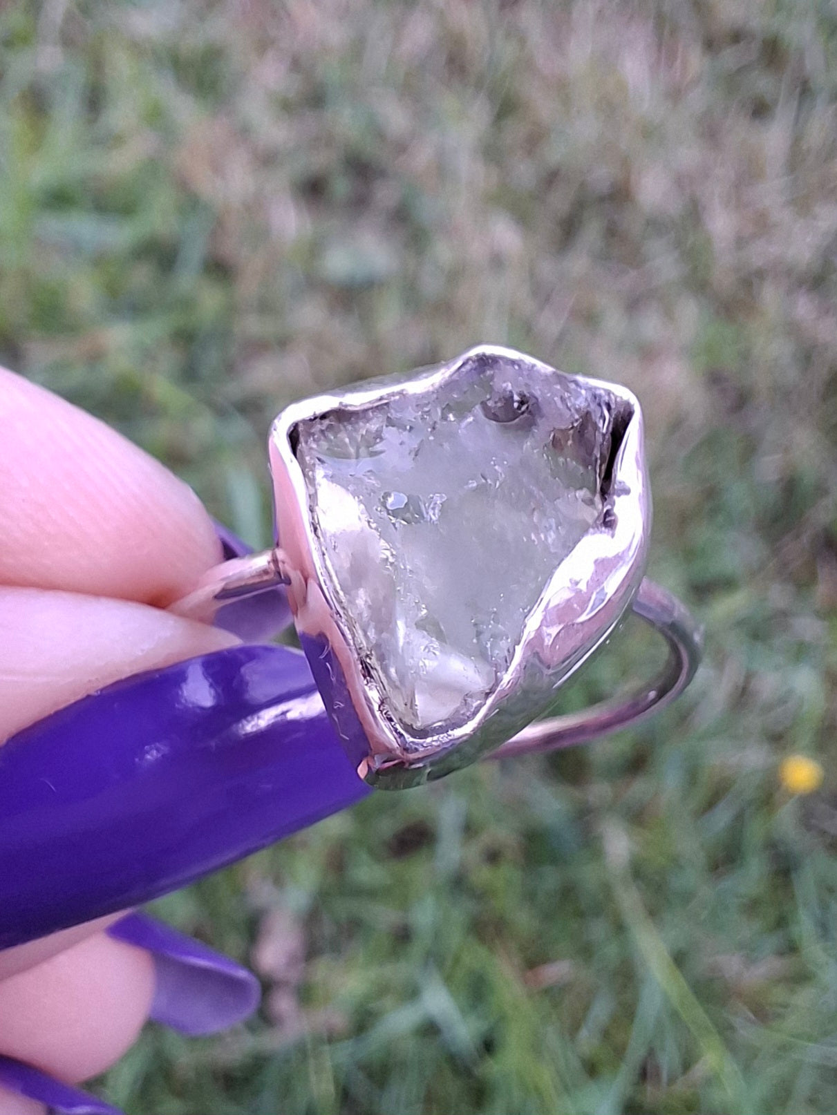 Libyan Desert Glass Ring, size U, 925 Silver, Tektite (Ref: LR52)