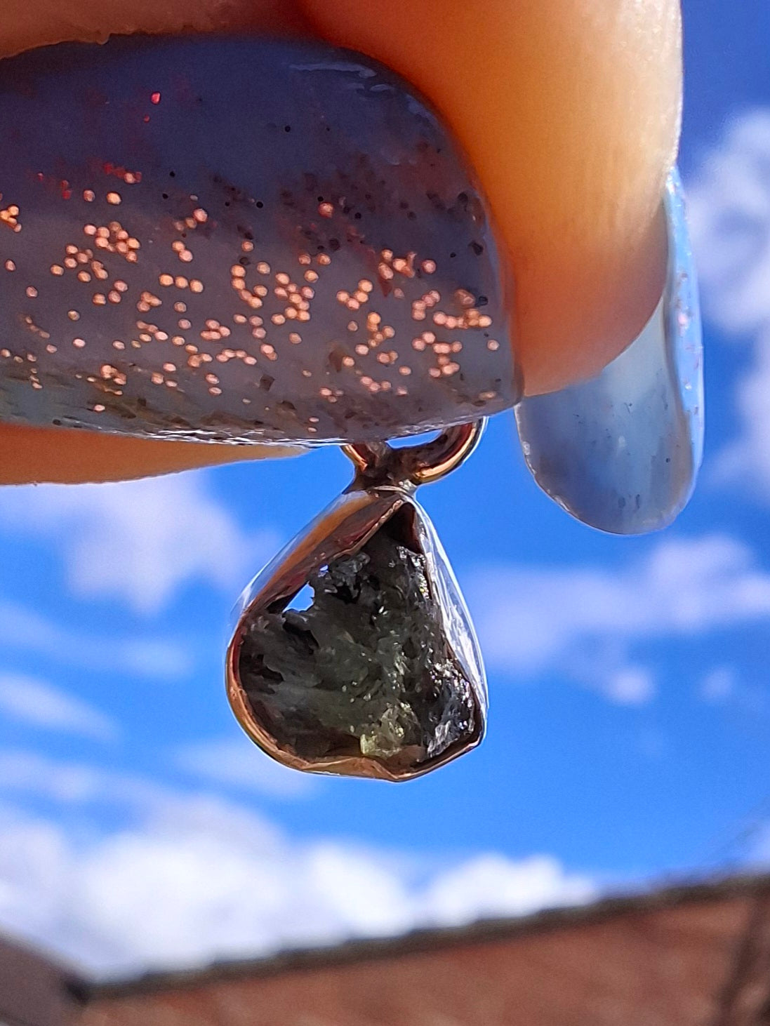Moldavite Pendant, 925 Silver, Tektite (Ref: P85)