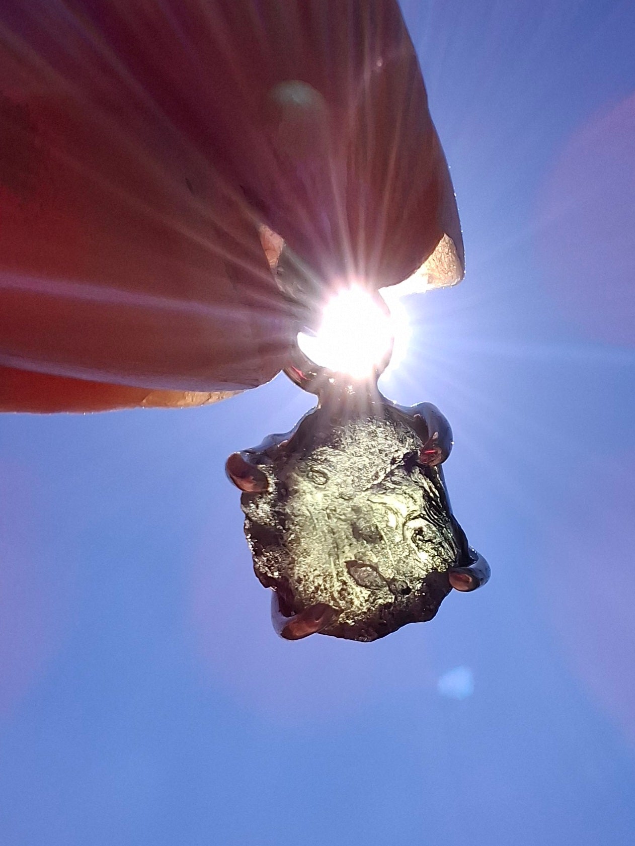 Moldavite Claw Pendant, 925 Silver, Tektite (Ref: P17)