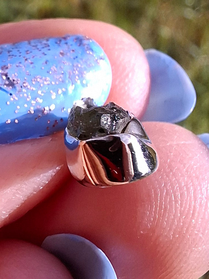 Moldavite Pendant, 925 Silver, Tektite (Ref: P48)