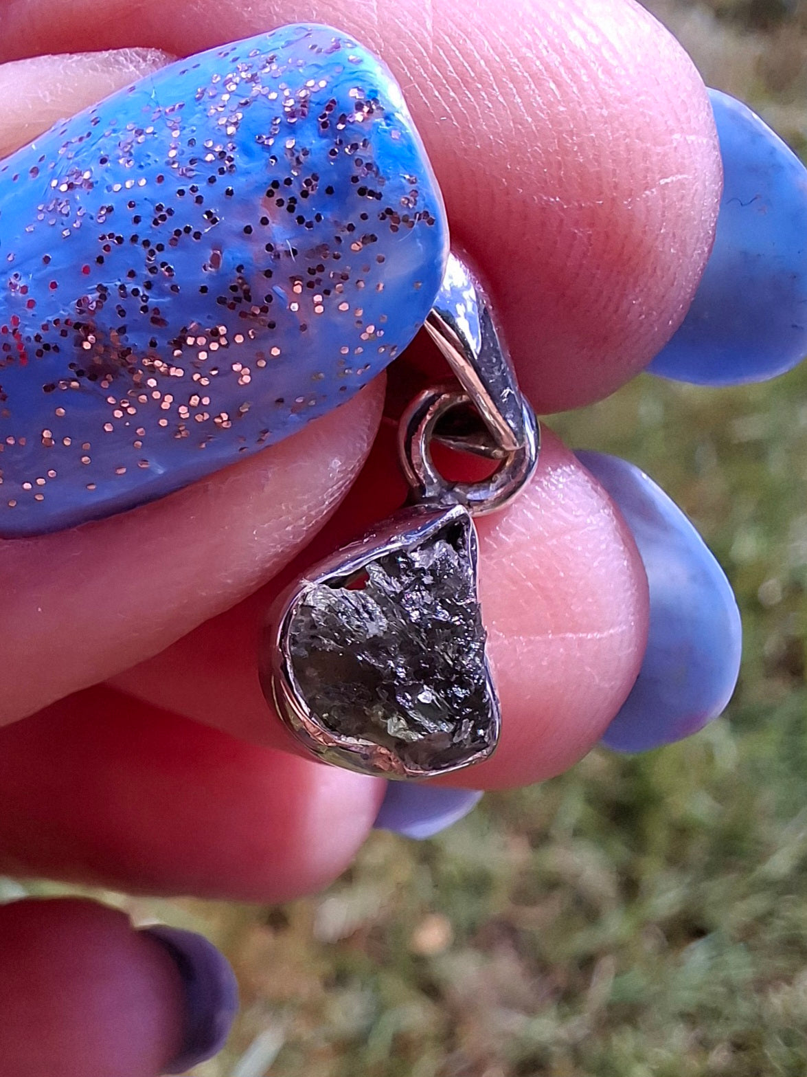 Moldavite Pendant, 925 Silver, Tektite (Ref: P85)