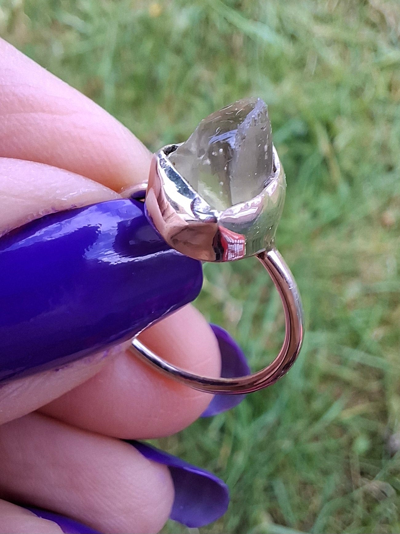 Libyan Desert Glass Ring, size large K/small L, 925 Silver, Tektite (Ref: LR17)
