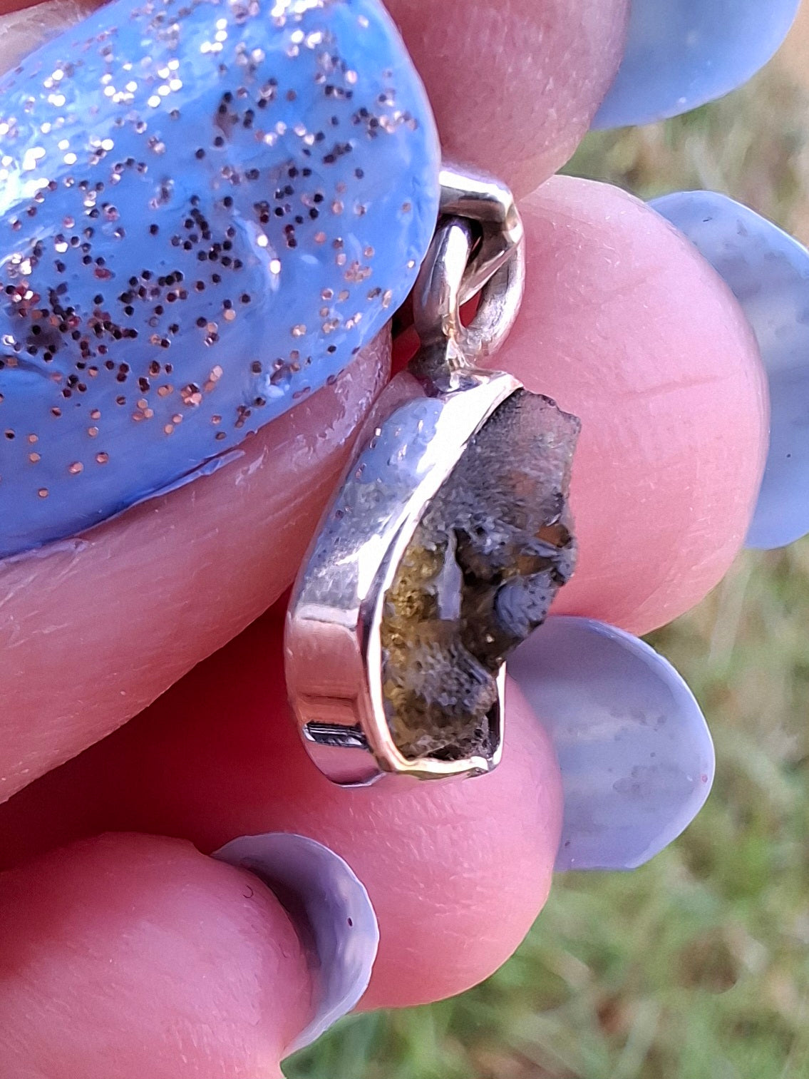 Moldavite Pendant, 925 Silver, Tektite (Ref: P42)