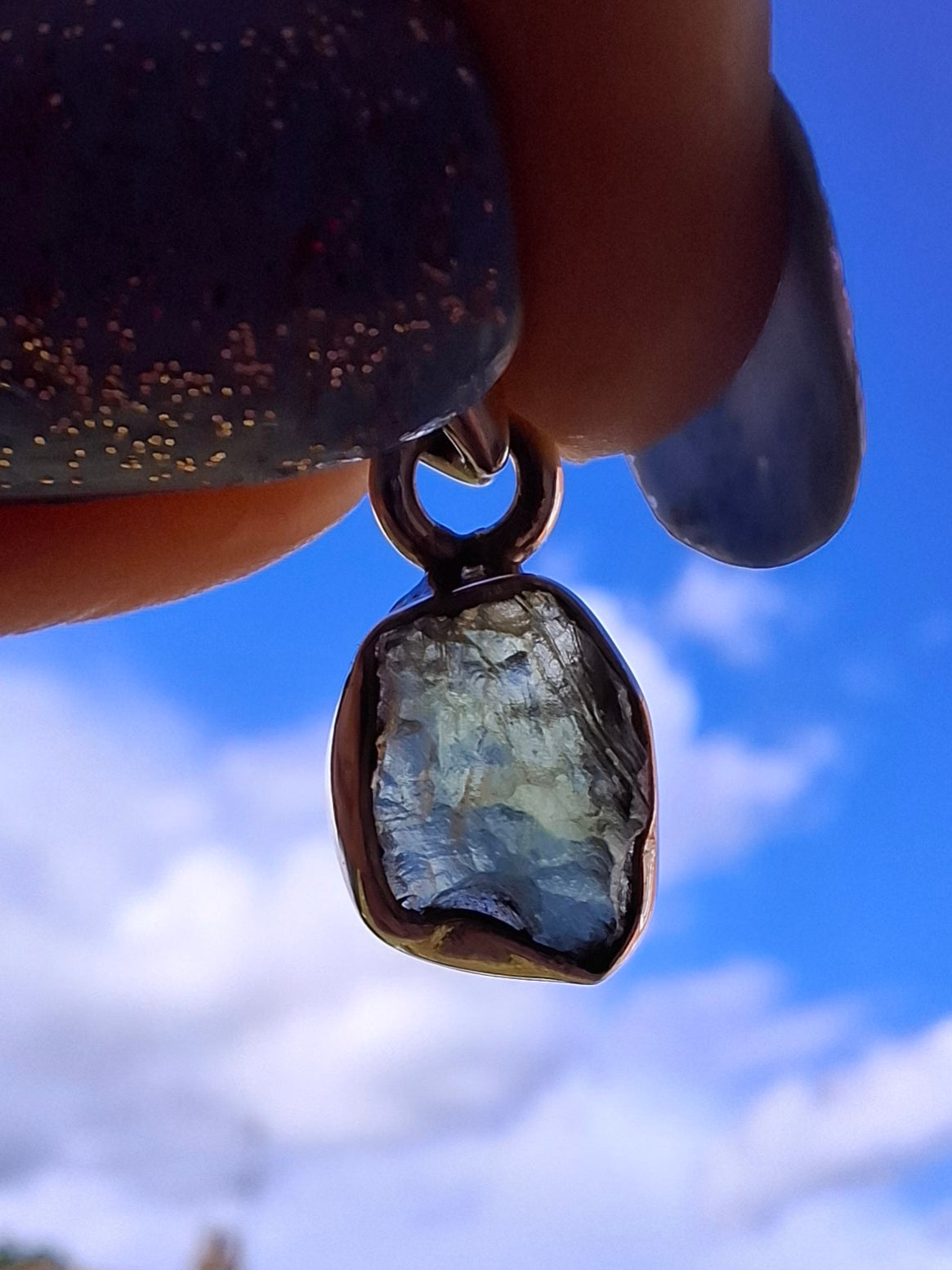 Moldavite Pendant, 925 Silver, Tektite (Ref: P86)