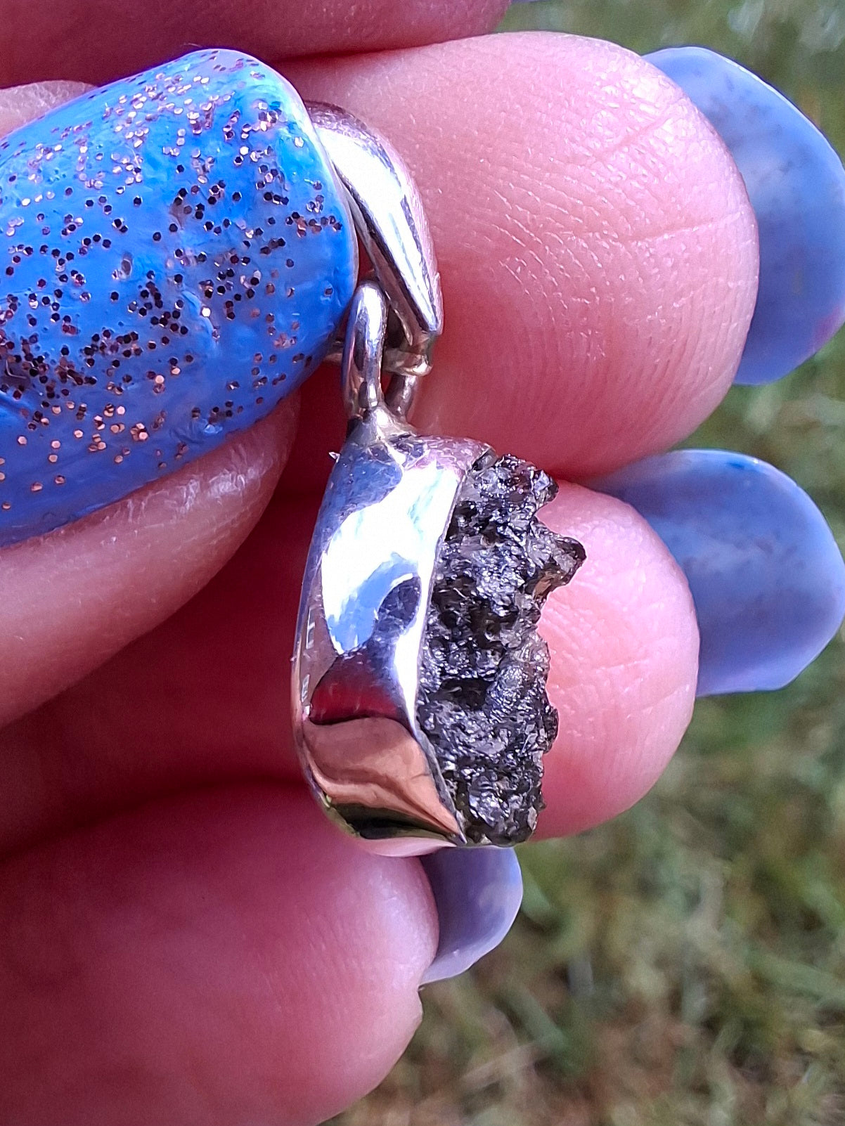Moldavite Pendant, 925 Silver, Tektite (Ref: P64)