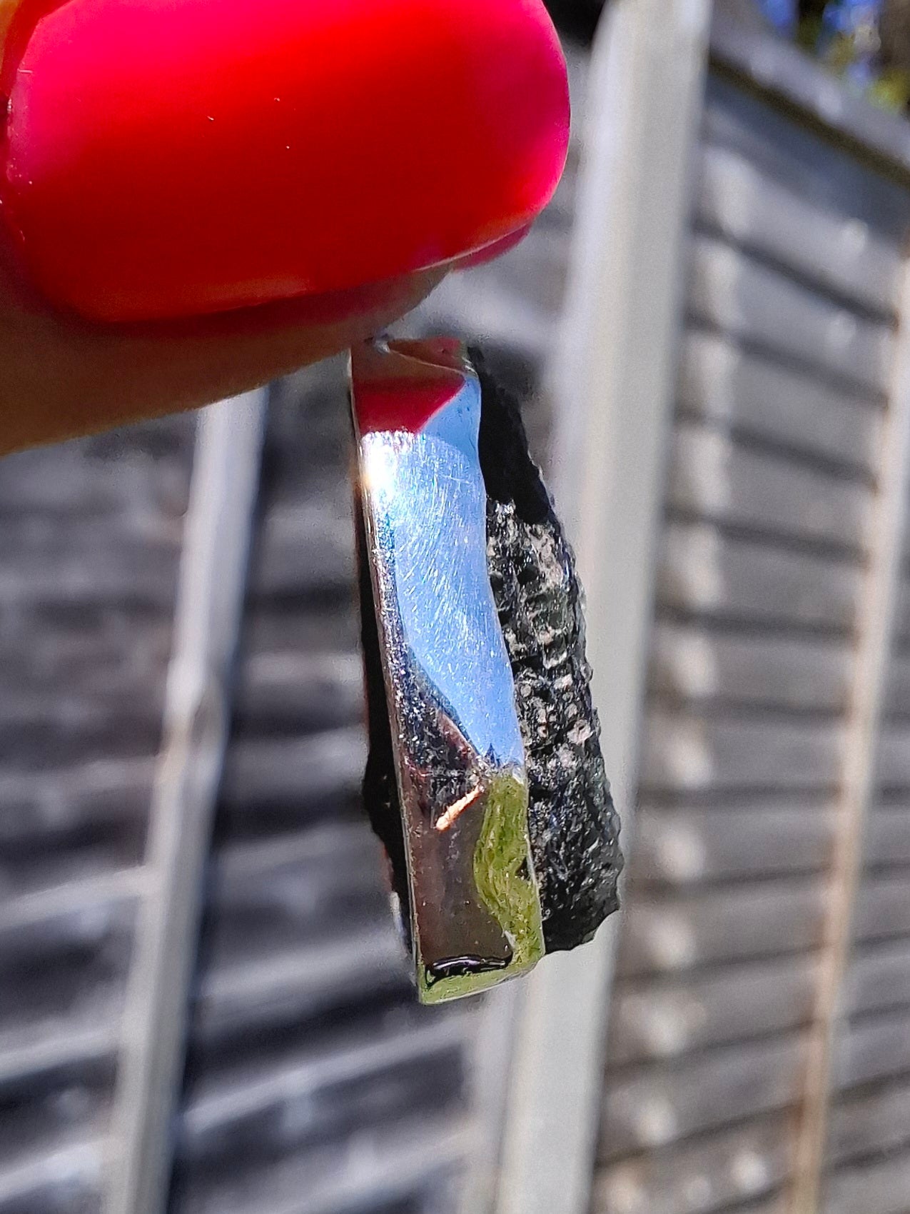 Moldavite Pendant, 925 Silver, Tektite (Ref: P433)