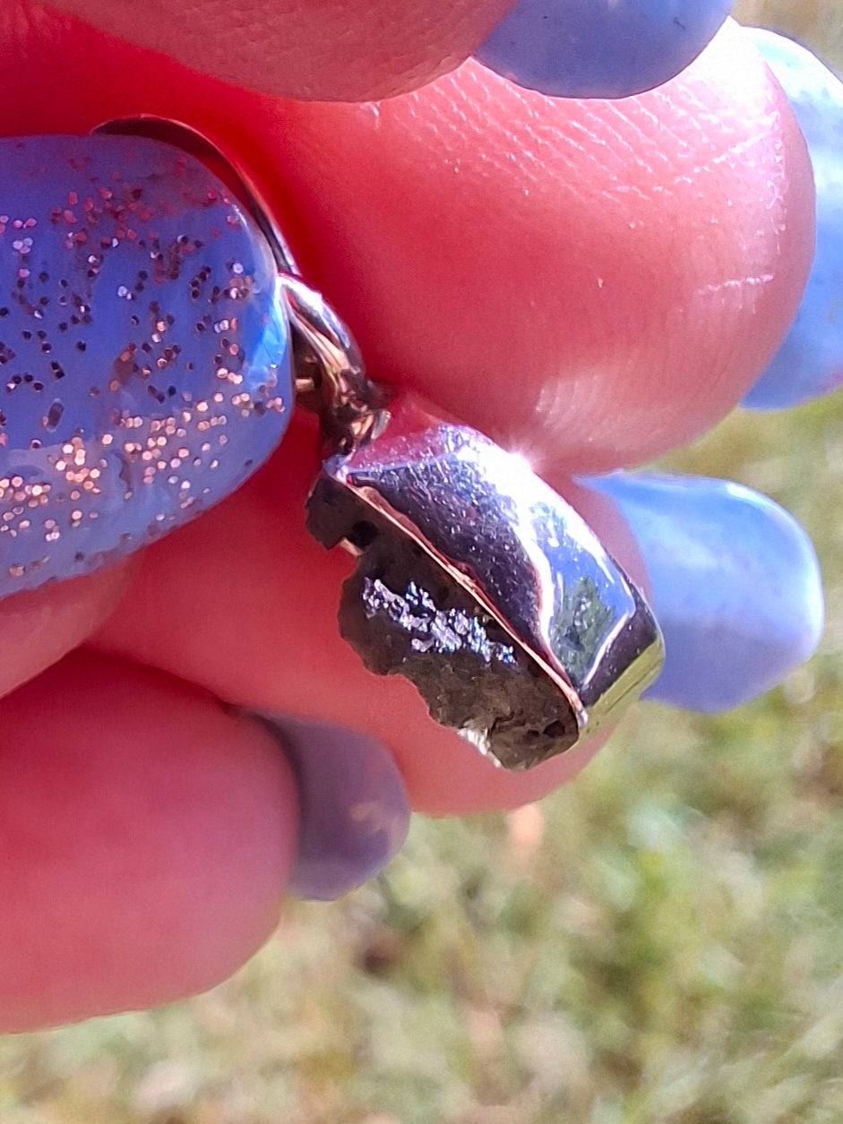 Moldavite Pendant, 925 Silver, Tektite (Ref: P89)