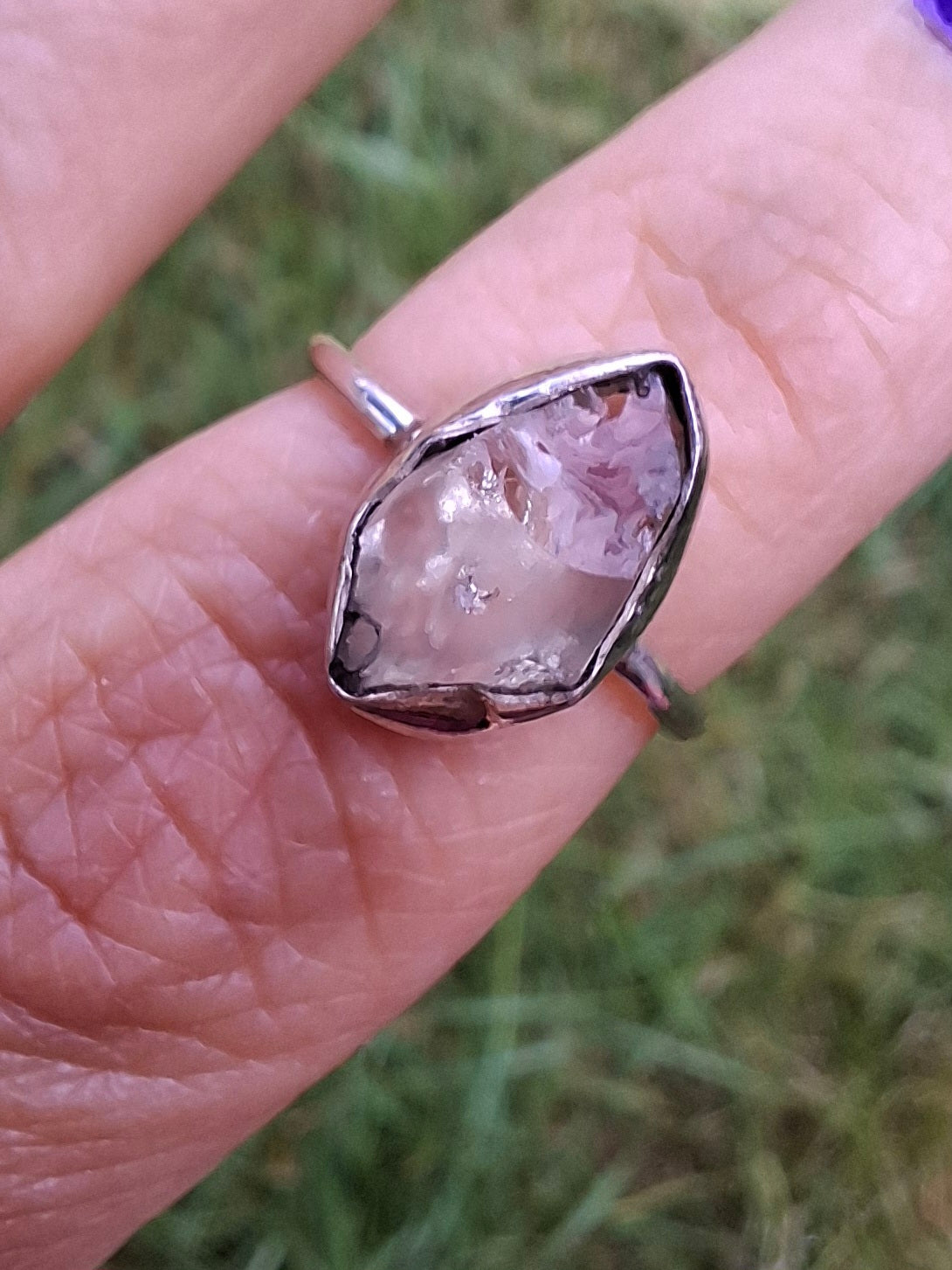 Libyan Desert Glass Ring, size J, 925 Silver, Tektite (Ref: LR6)