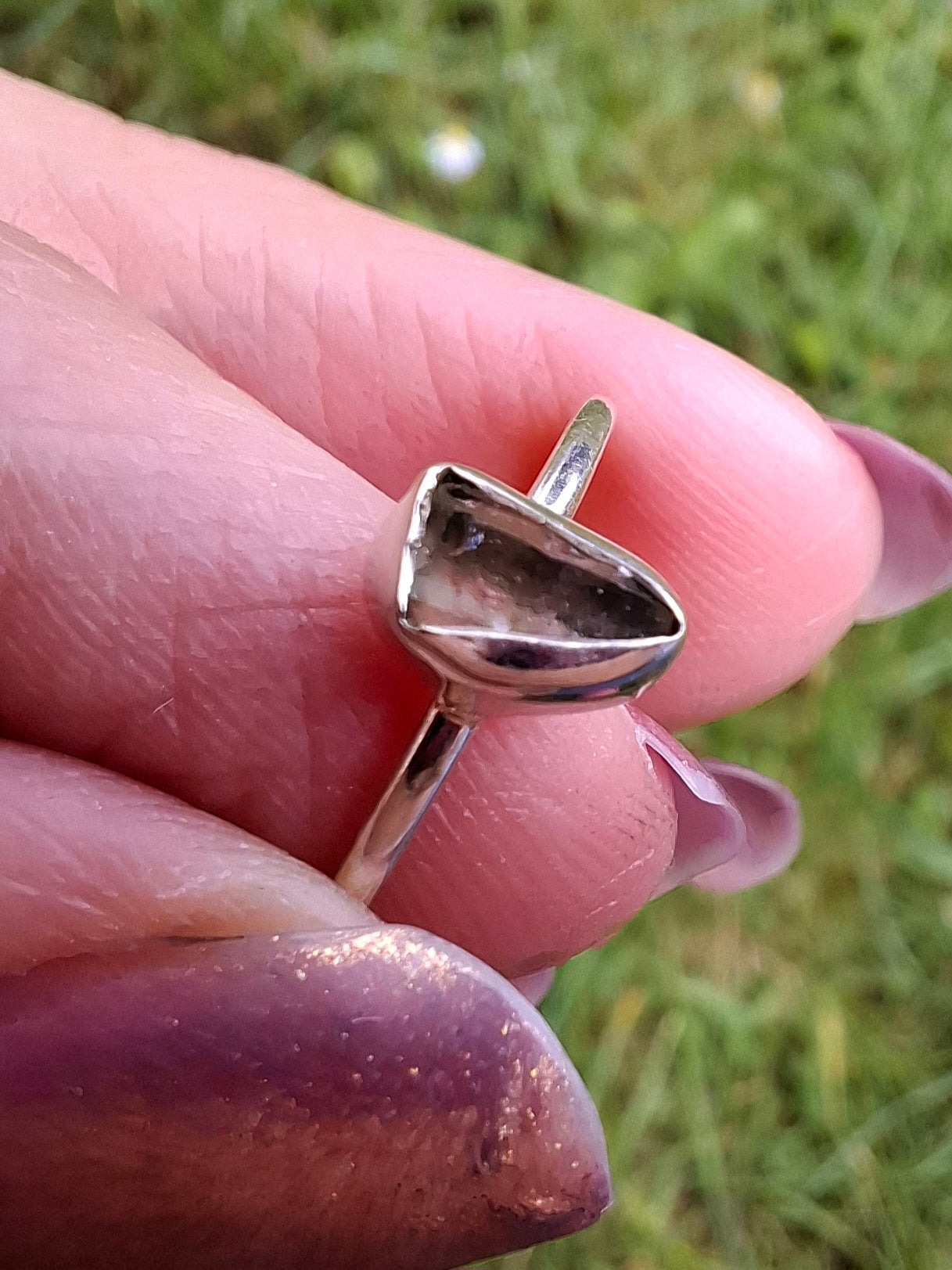 Moldavite Ring, size small L, 925 Silver, Tektite (Ref: R62)