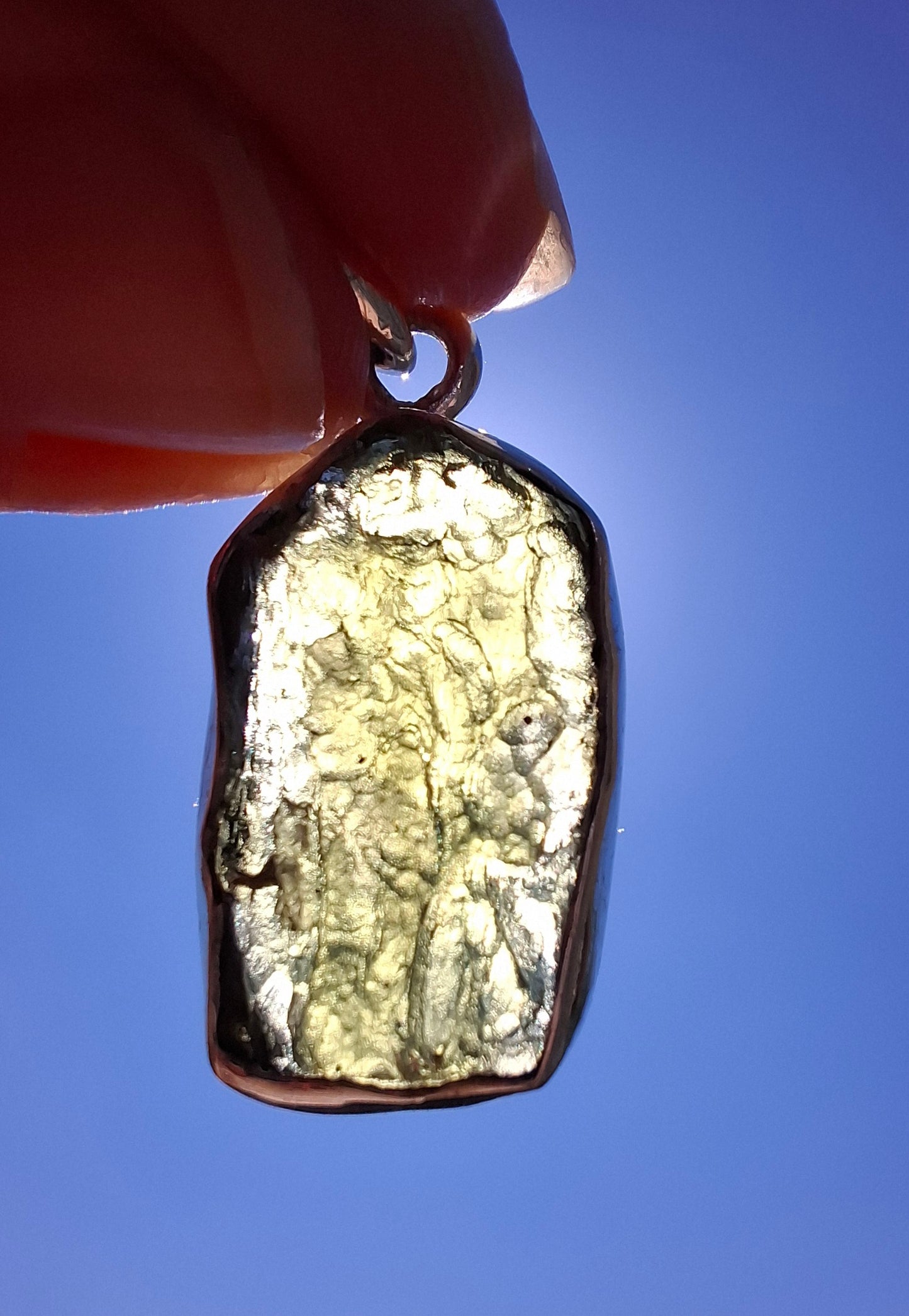 Moldavite Pendant, 925 Silver, Tektite (Ref: P442)