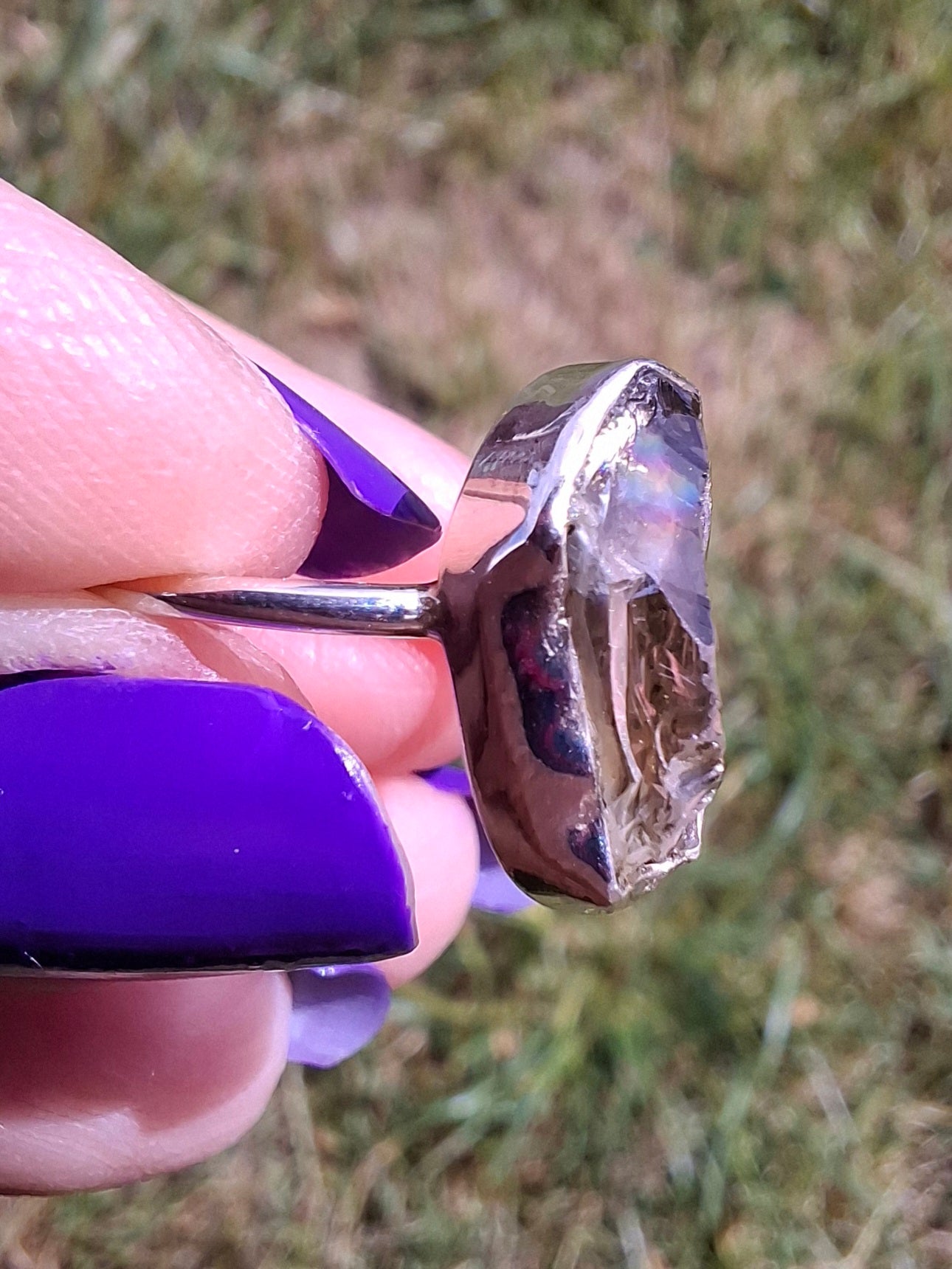 Libyan Desert Glass Ring, size K, 925 Silver, Tektite 🌈 (Ref: LR12)