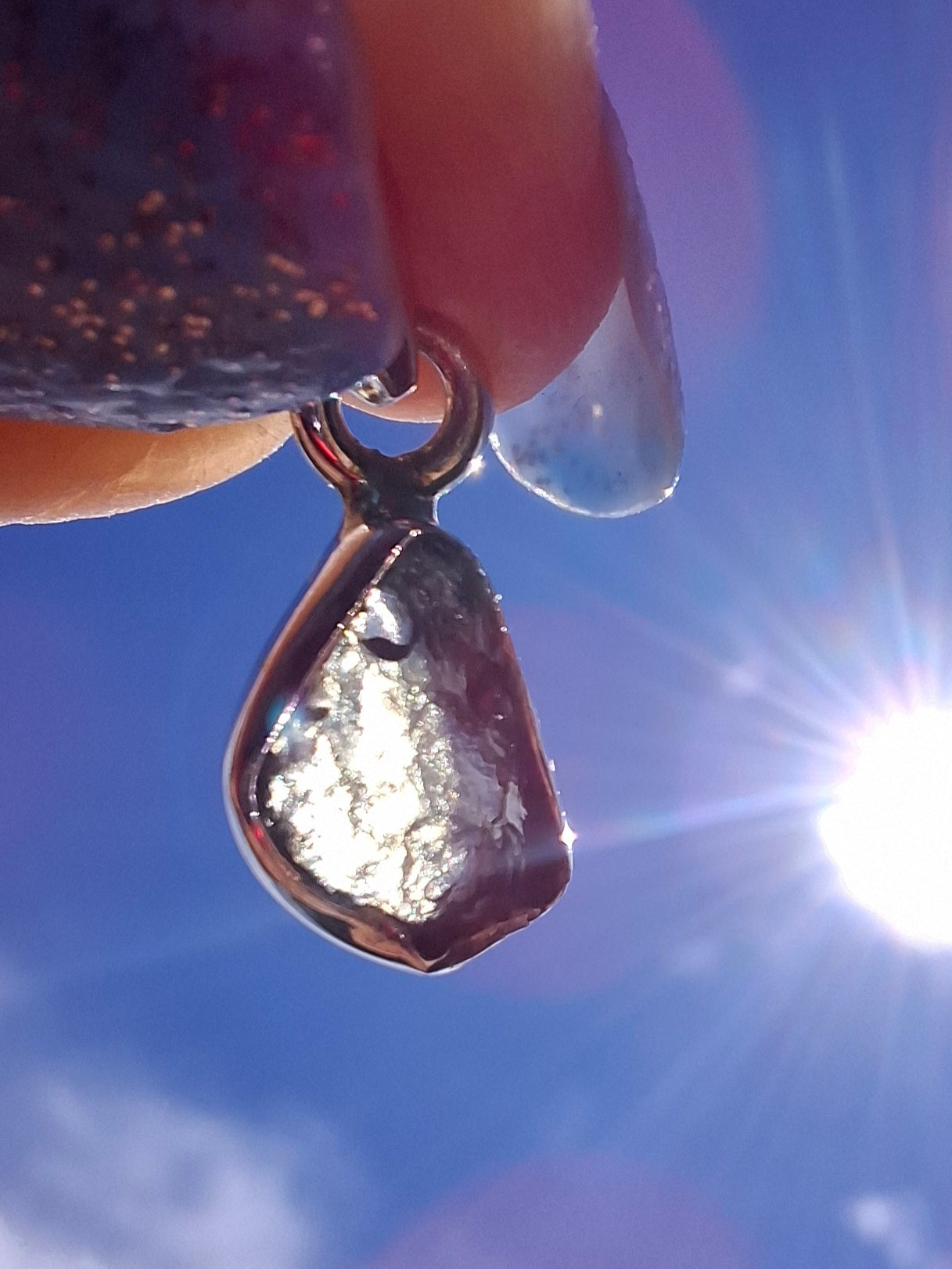 Moldavite Pendant, 925 Silver, Tektite (Ref: P76)