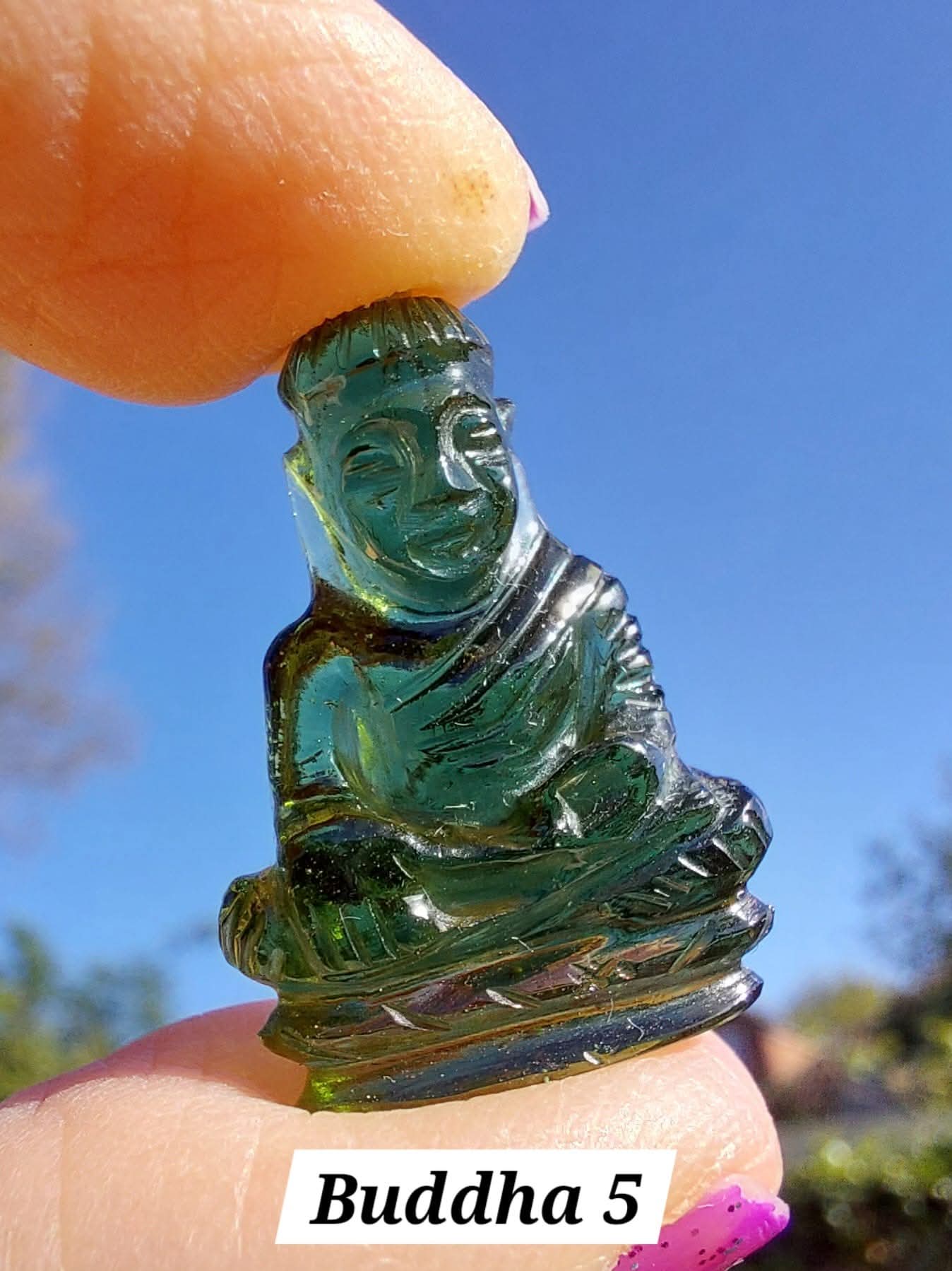 Moldavite BUDDHA Carving, 3.00g, Tektite (Ref: Buddha5)