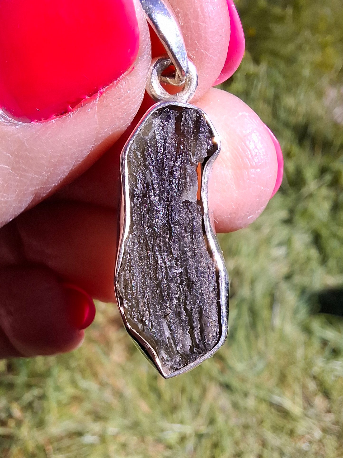 Moldavite Pendant, 925 Silver, Tektite (Ref: P445)
