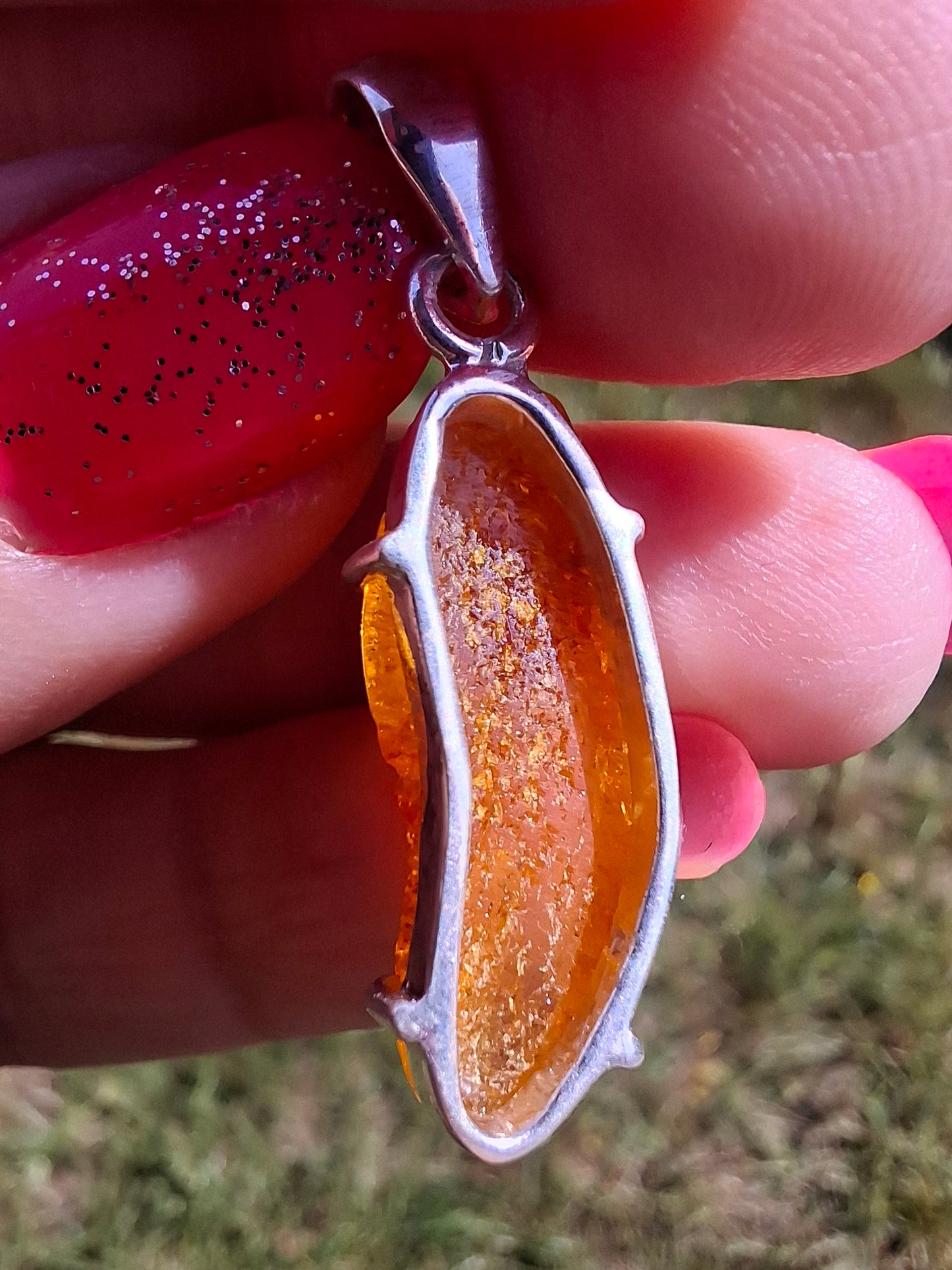 Baltic Amber Pendant, 925 Silver, Fossil (Ref: AP3)