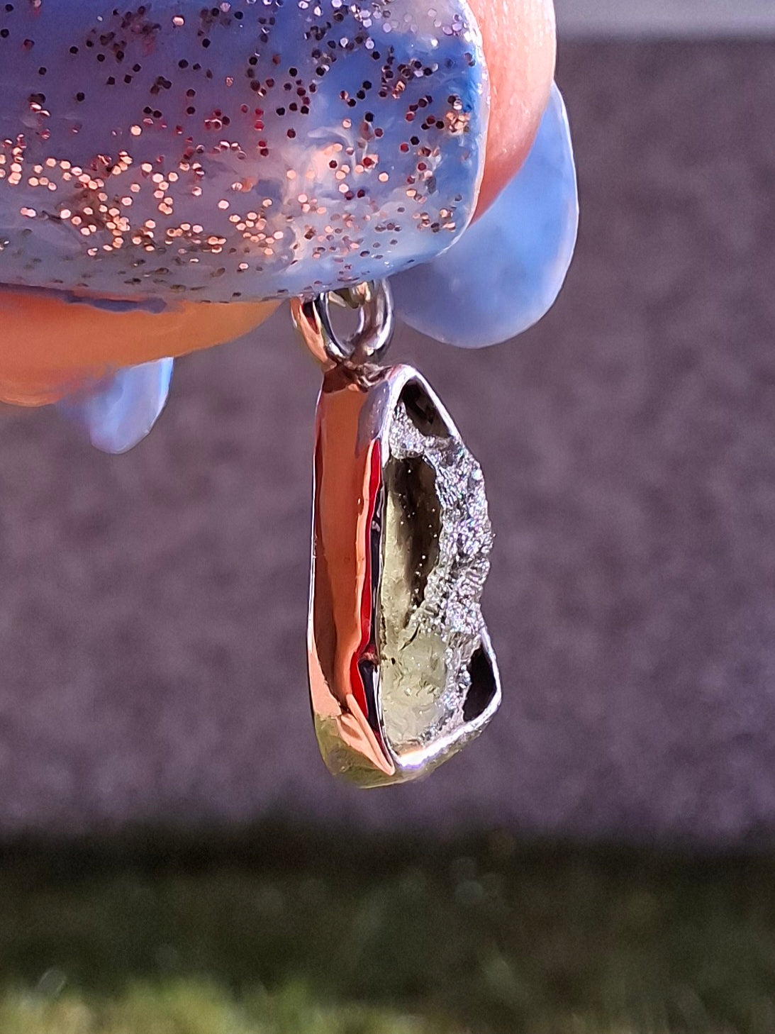 Moldavite Pendant, 925 Silver, Tektite (Ref: P46)