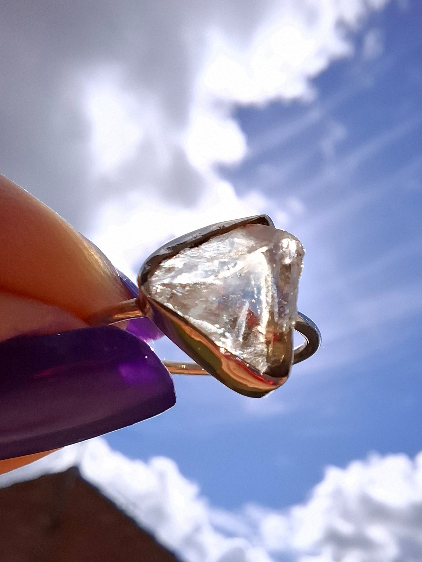 Libyan Desert Glass Ring, size small M, 925 Silver, Tektite (Ref: LR19)