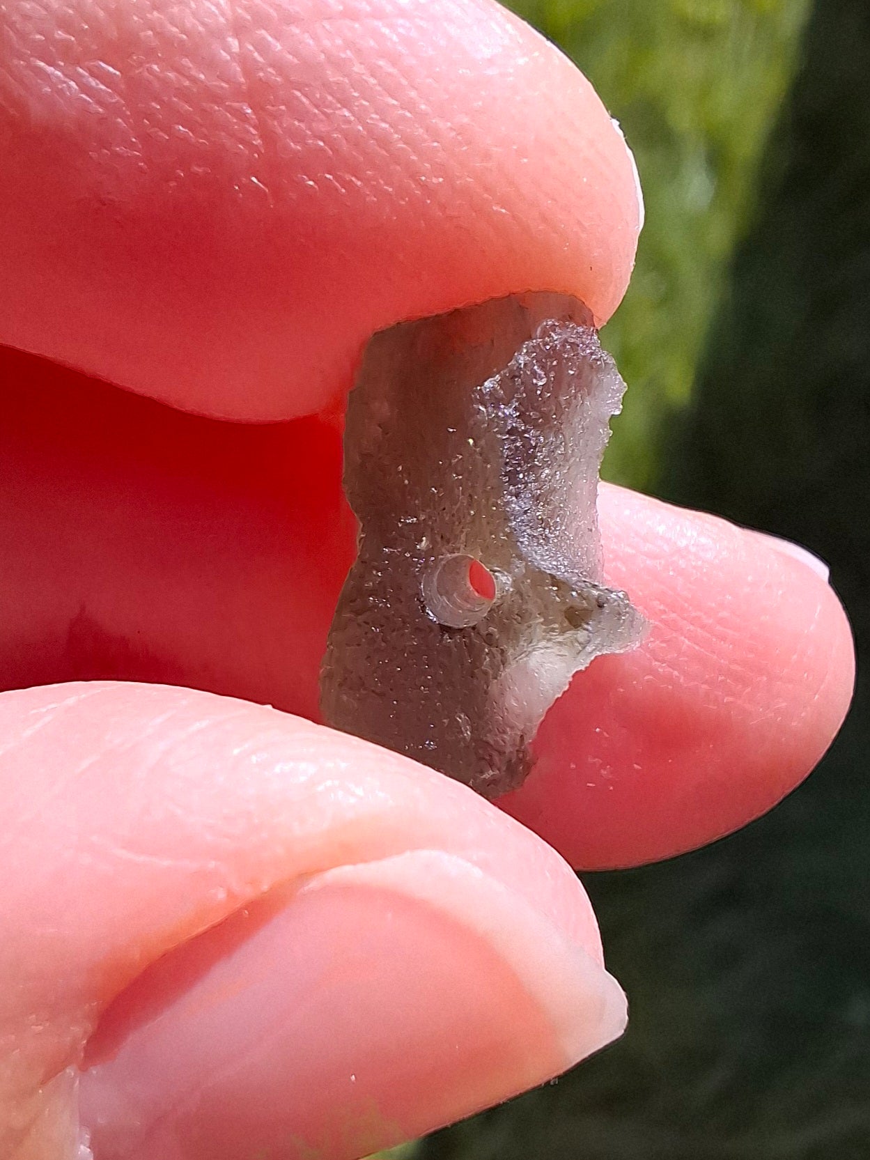DRILLED, Moldavite Piece, 1.07g, Tektite (Ref: D17)