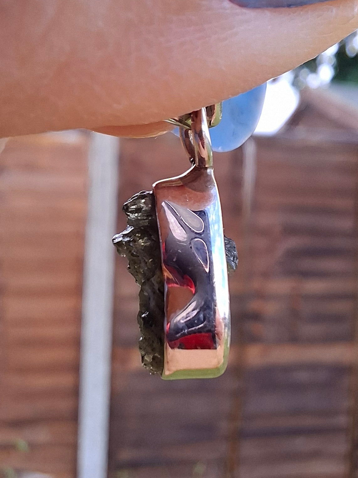 Moldavite Pendant, 925 Silver, Tektite (Ref: P64)
