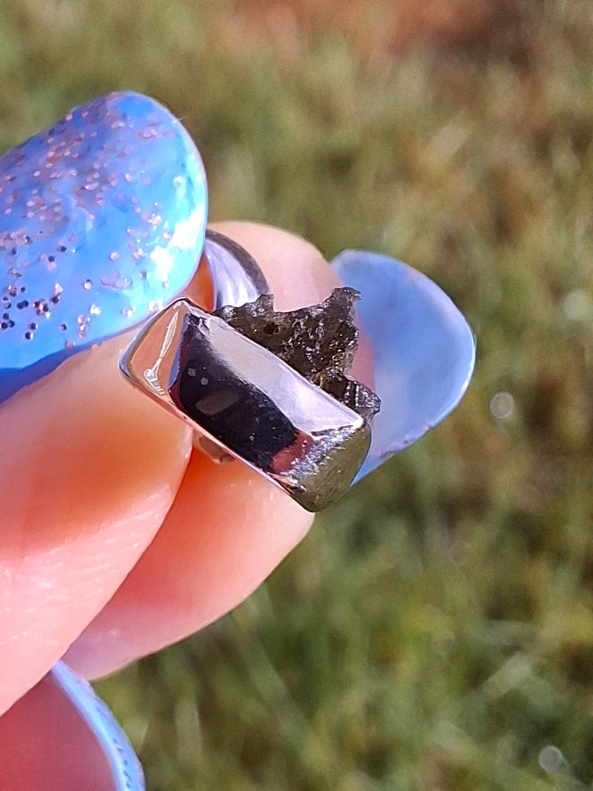 Moldavite Pendant, 925 Silver, Tektite (Ref: P50)