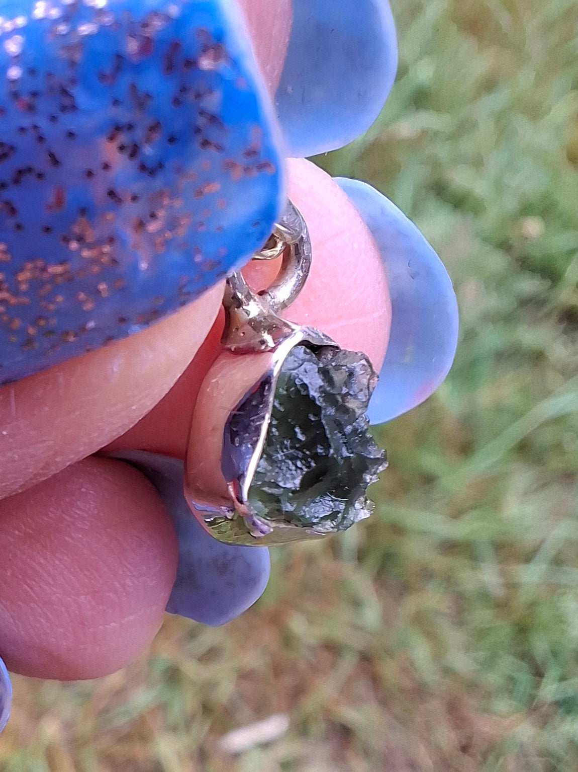 Moldavite Pendant, 925 Silver, Tektite (Ref: P66)