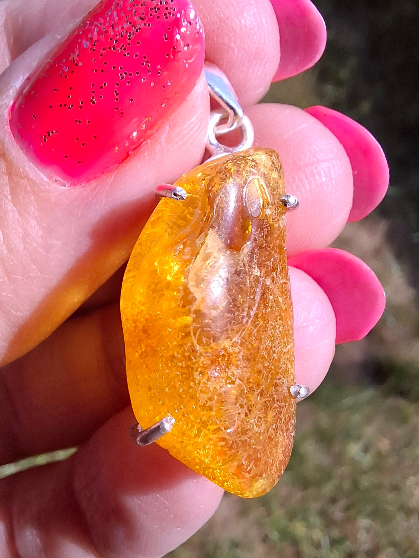 Baltic Amber Pendant, 925 Silver, Fossil (Ref: AP14)