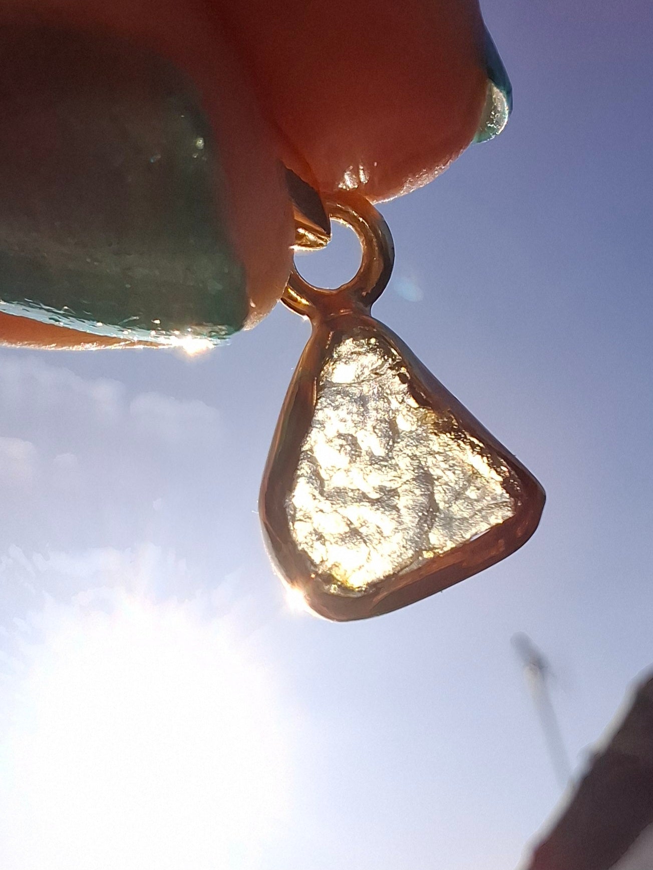 Moldavite Pendant, 14K GOLD Plated, Tektite (Ref: P452)
