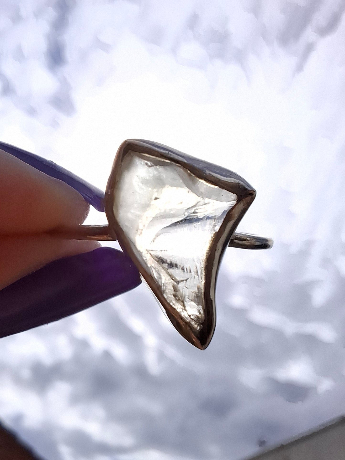 Libyan Desert Glass Ring, size large W, 925 Silver, Tektite (Ref: LR62)