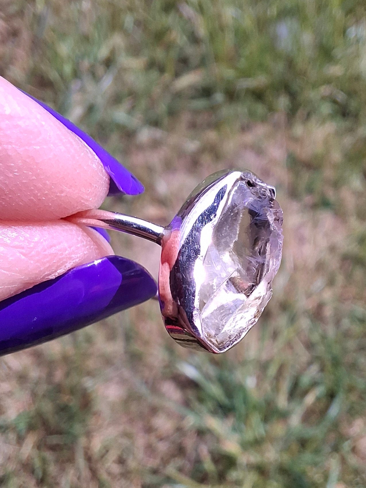 Libyan Desert Glass Ring, size K, 925 Silver, Tektite 🌈 (Ref: LR12)