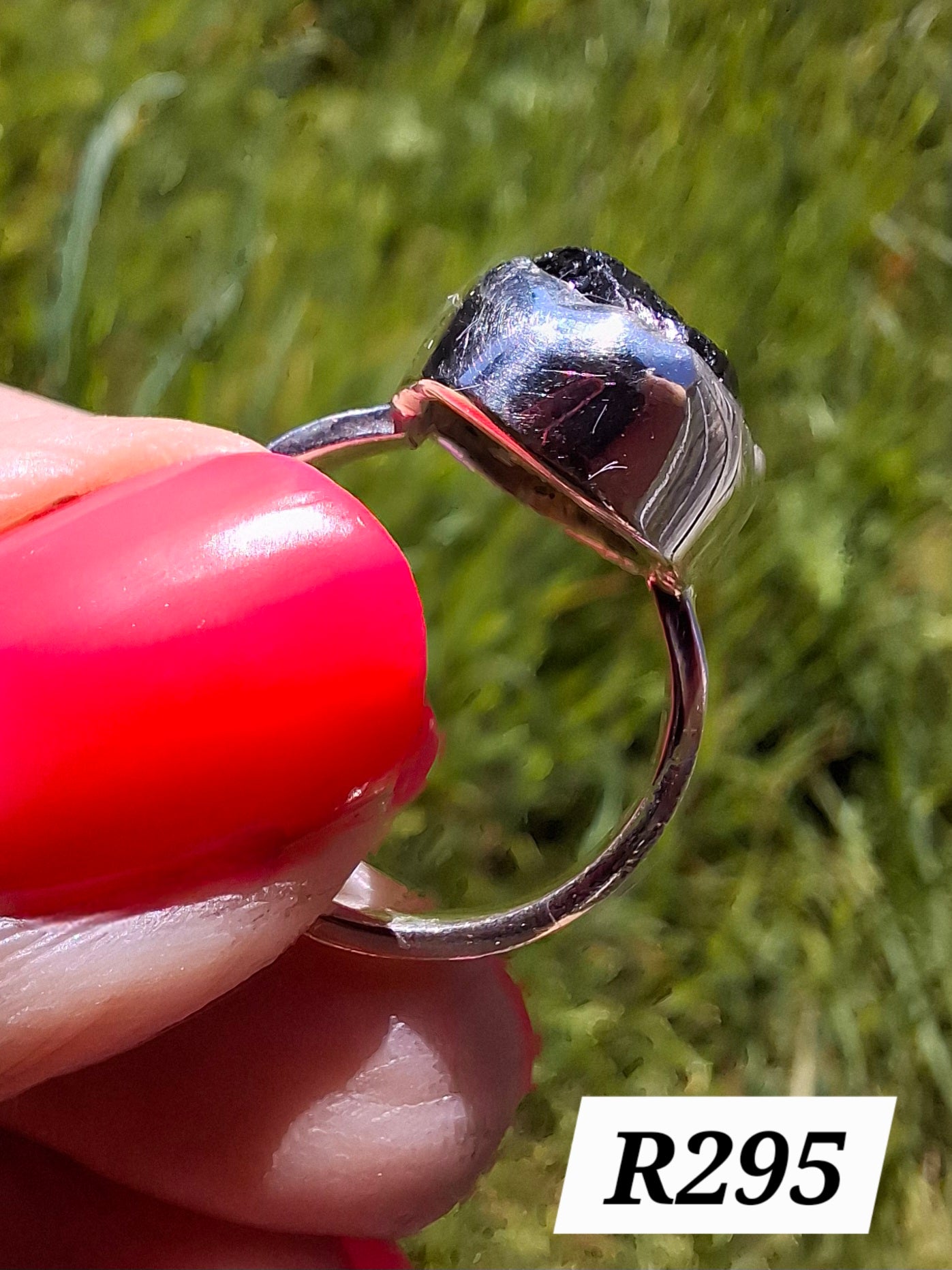 Moldavite Ring, size I, 925 Silver, Tektite (Ref: R296)