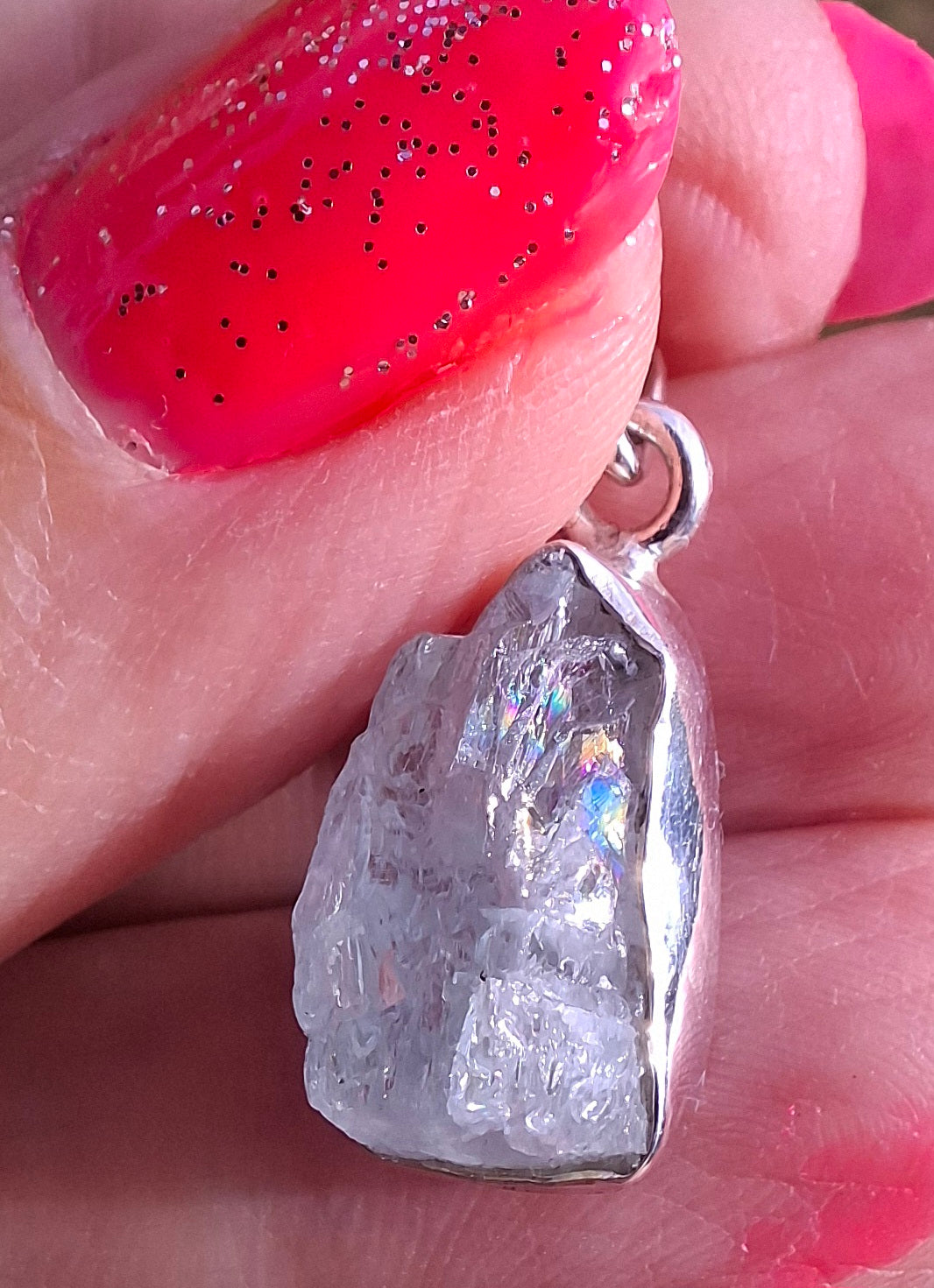 Aquamarine Pendant, 925 Silver, Crystal 🌈 (Ref: AQ4)