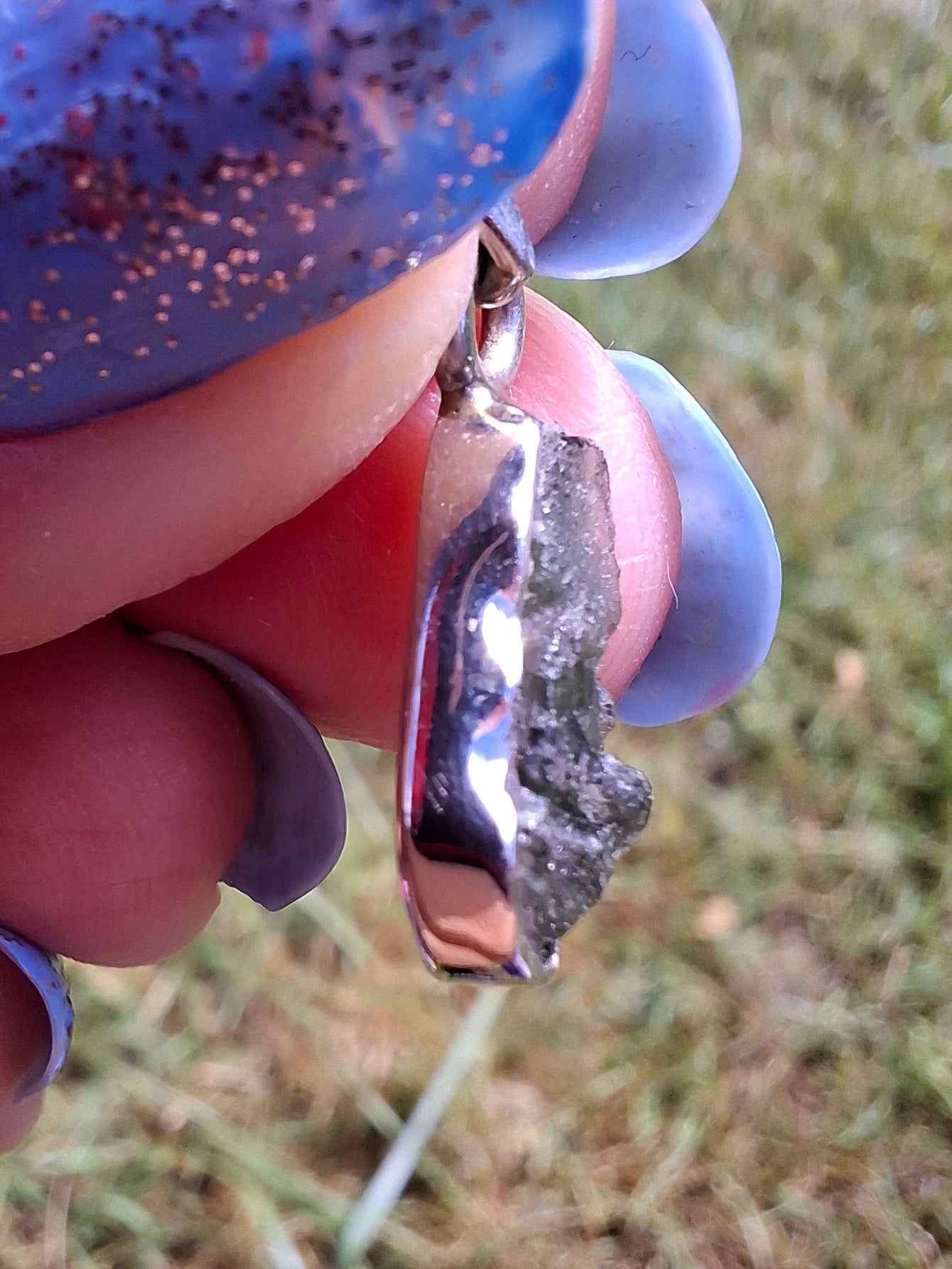 Moldavite Pendant, 925 Silver, Tektite (Ref: P73)