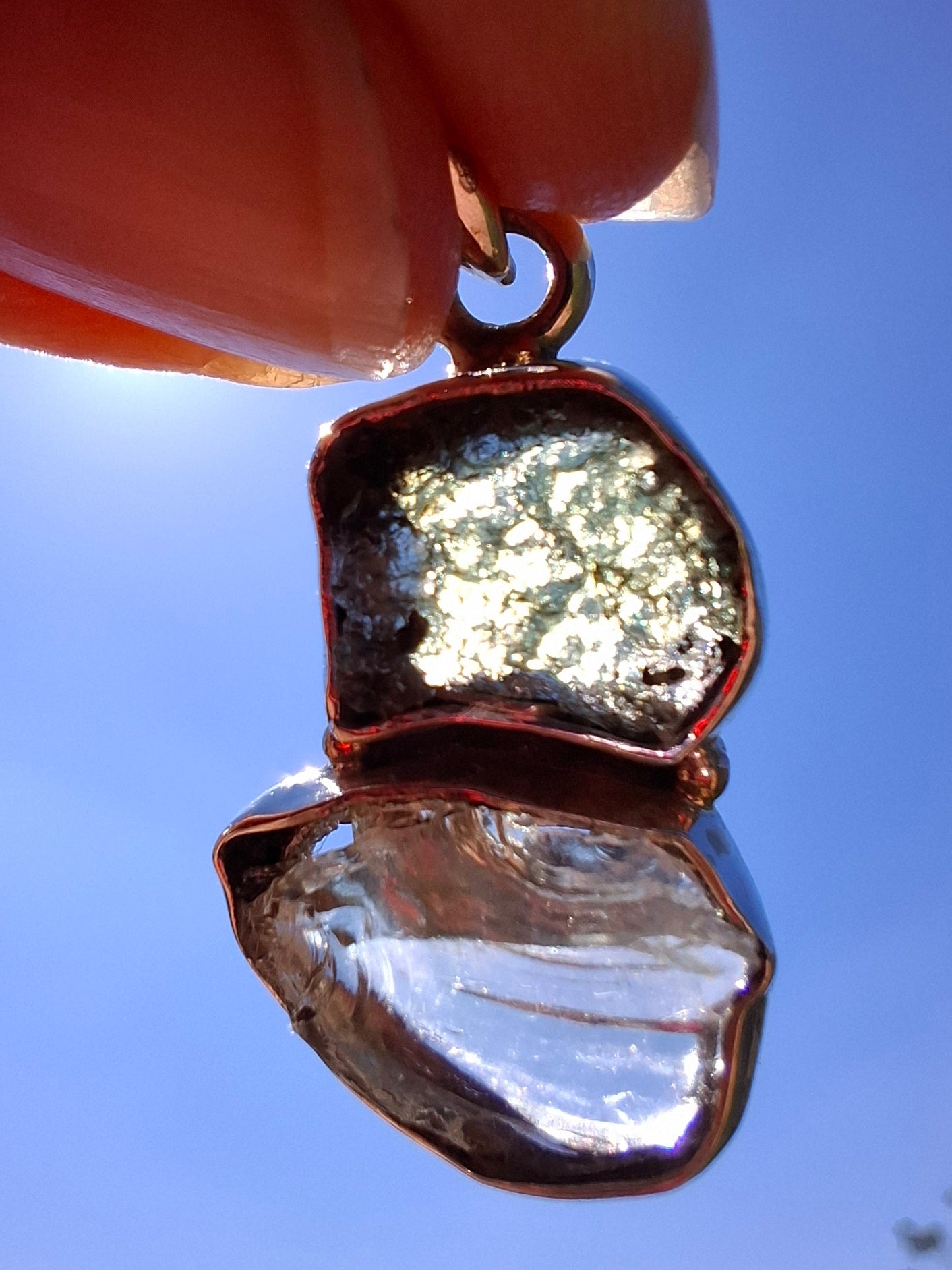 Moldavite & Libyan Desert Glass Pendant, 925 Silver, Tektite (Ref: MLP4)
