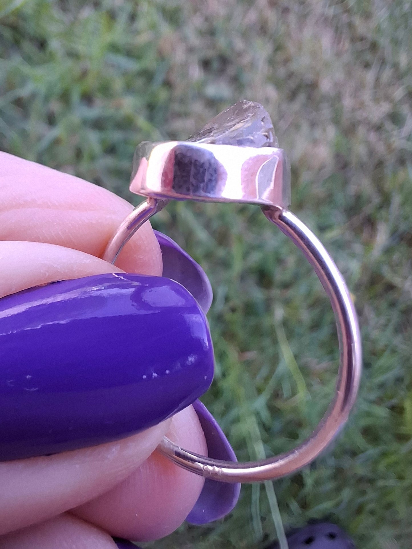 Libyan Desert Glass Ring, size large R/small S, 925 Silver, Tektite (Ref: LR42)
