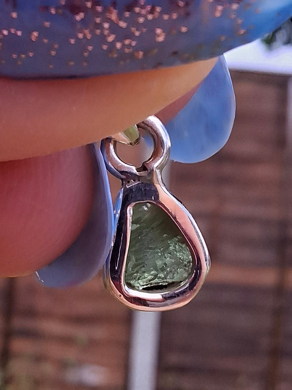 Moldavite Pendant, 925 Silver, Tektite (Ref: P66)