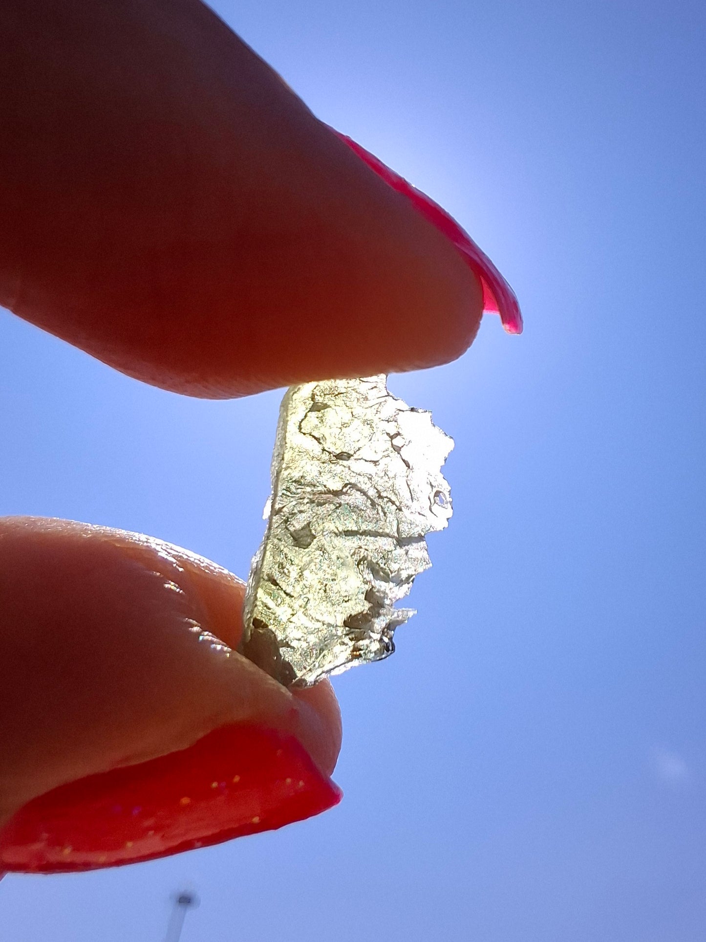 Moldavite Piece, SNOWFLAKE, FROSTED, BRUSNA, 0.44g, Tektite (Ref: 1497)
