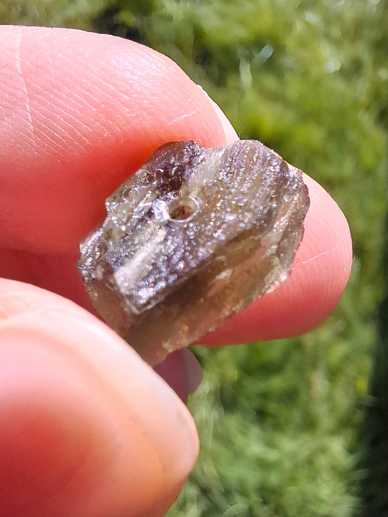 DRILLED, Moldavite Piece, 1.07g, Tektite (Ref: D15)
