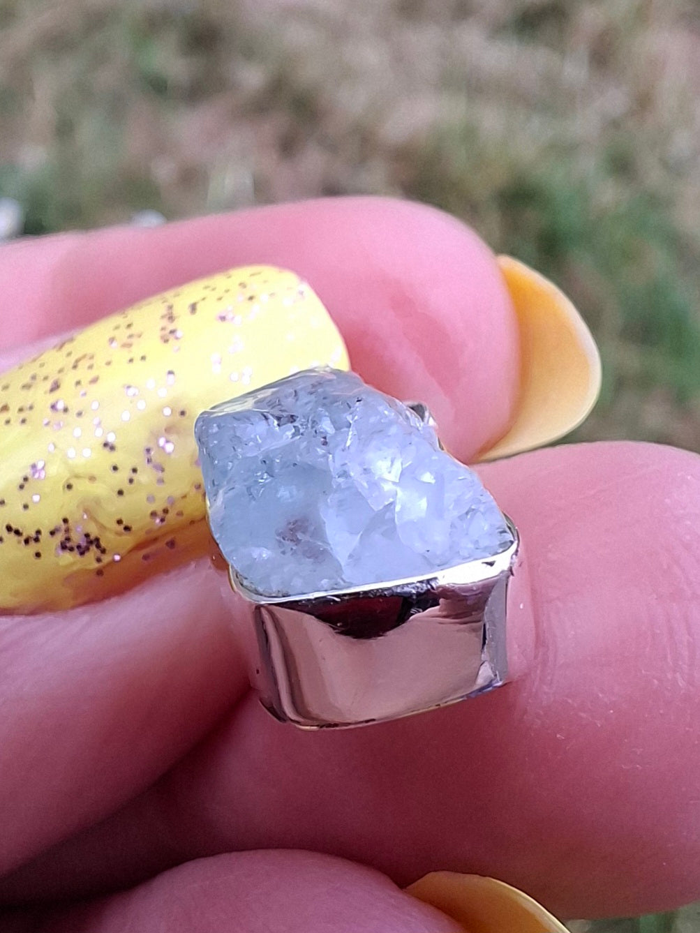 Aquamarine Pendant, 925 Silver, Crystal 🌈 (Ref: AQ4)