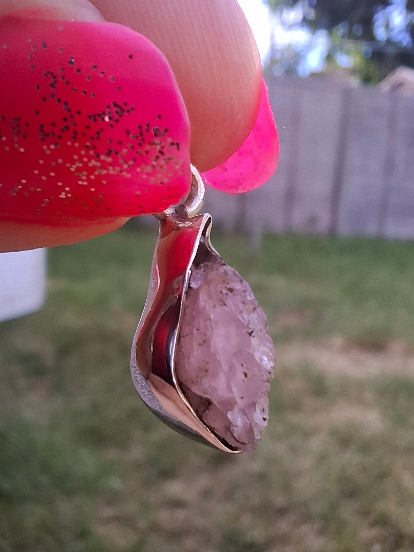 Pink Tourmaline Pendant, 925 Silver, Crystal (Ref: PT80)