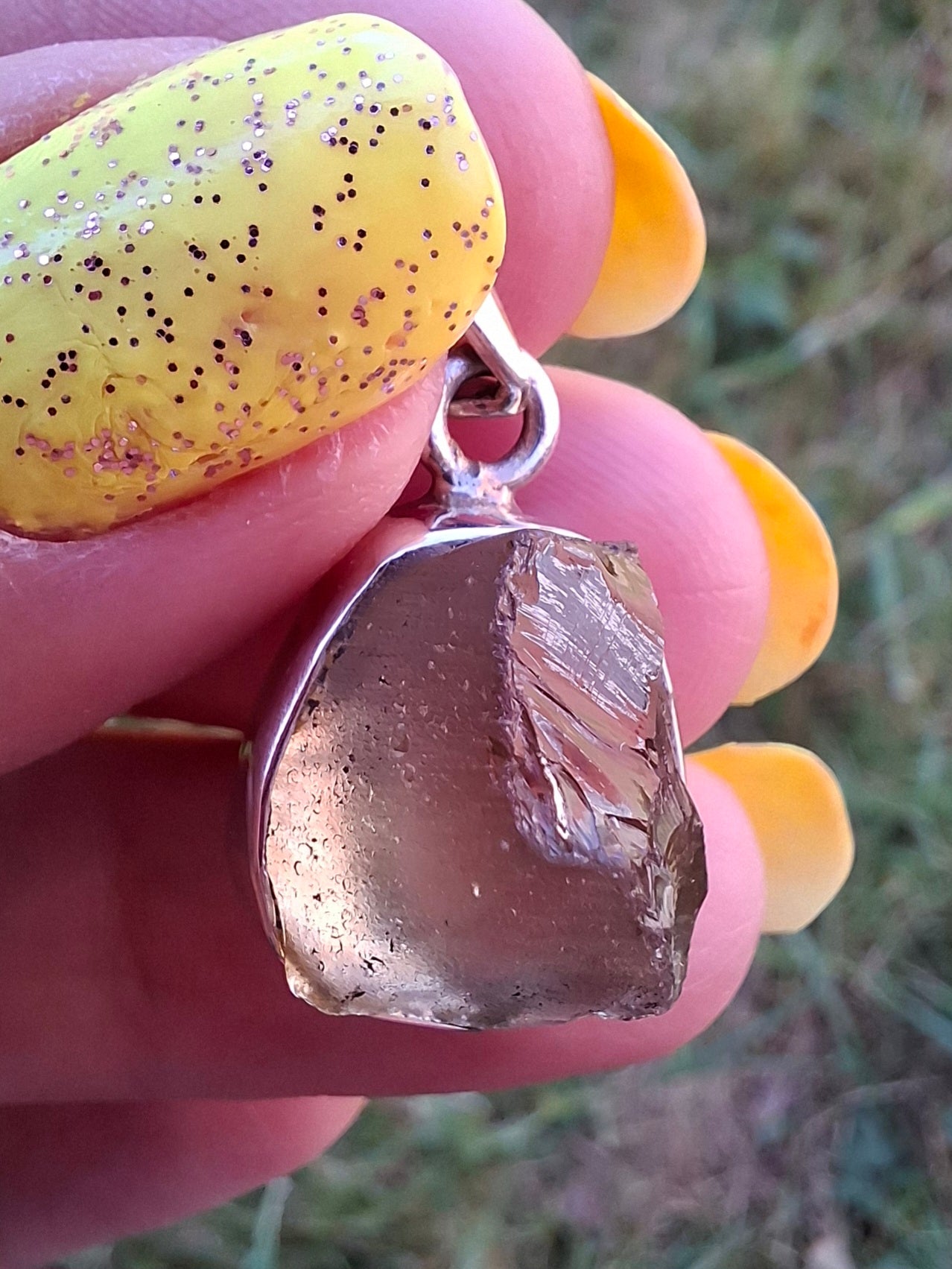 Libyan Desert Glass Pendant, 925 Silver, Tektite (Ref: LP76)